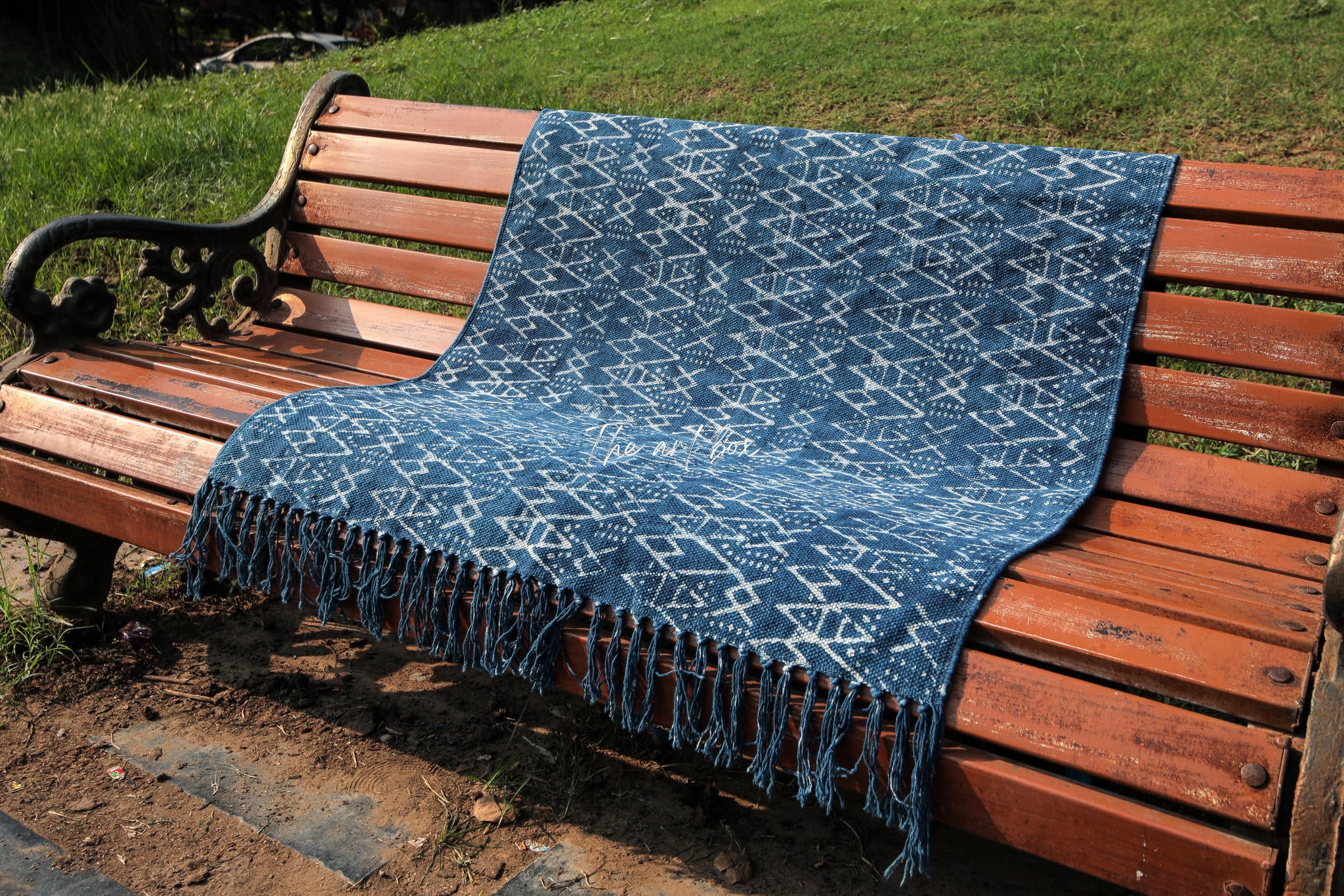 Indigo Blue Dabu Block Print Cotton Rectangle Rugs