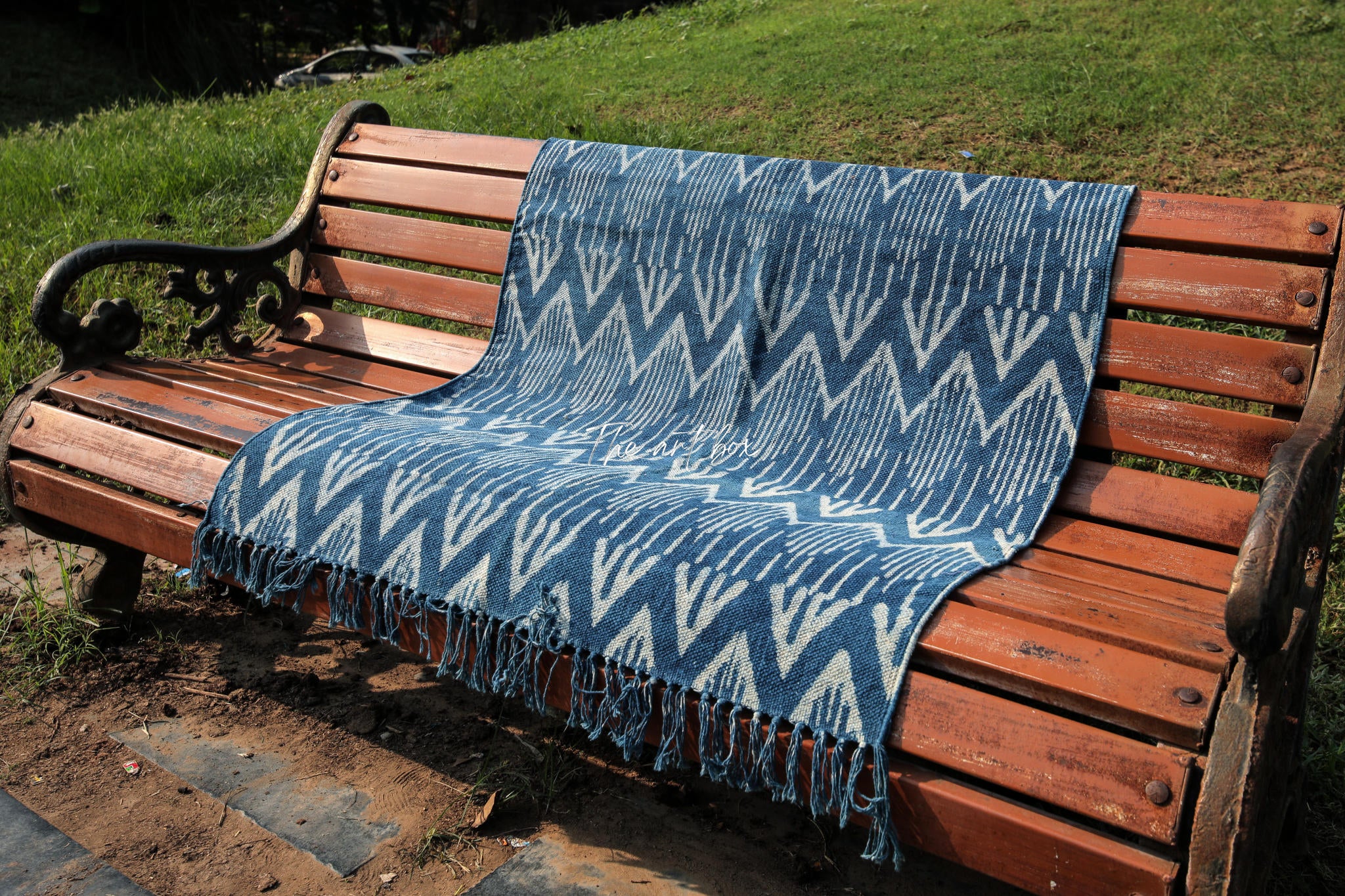 Indigo Blue Dabu Block Print Cotton Rectangle Rugs