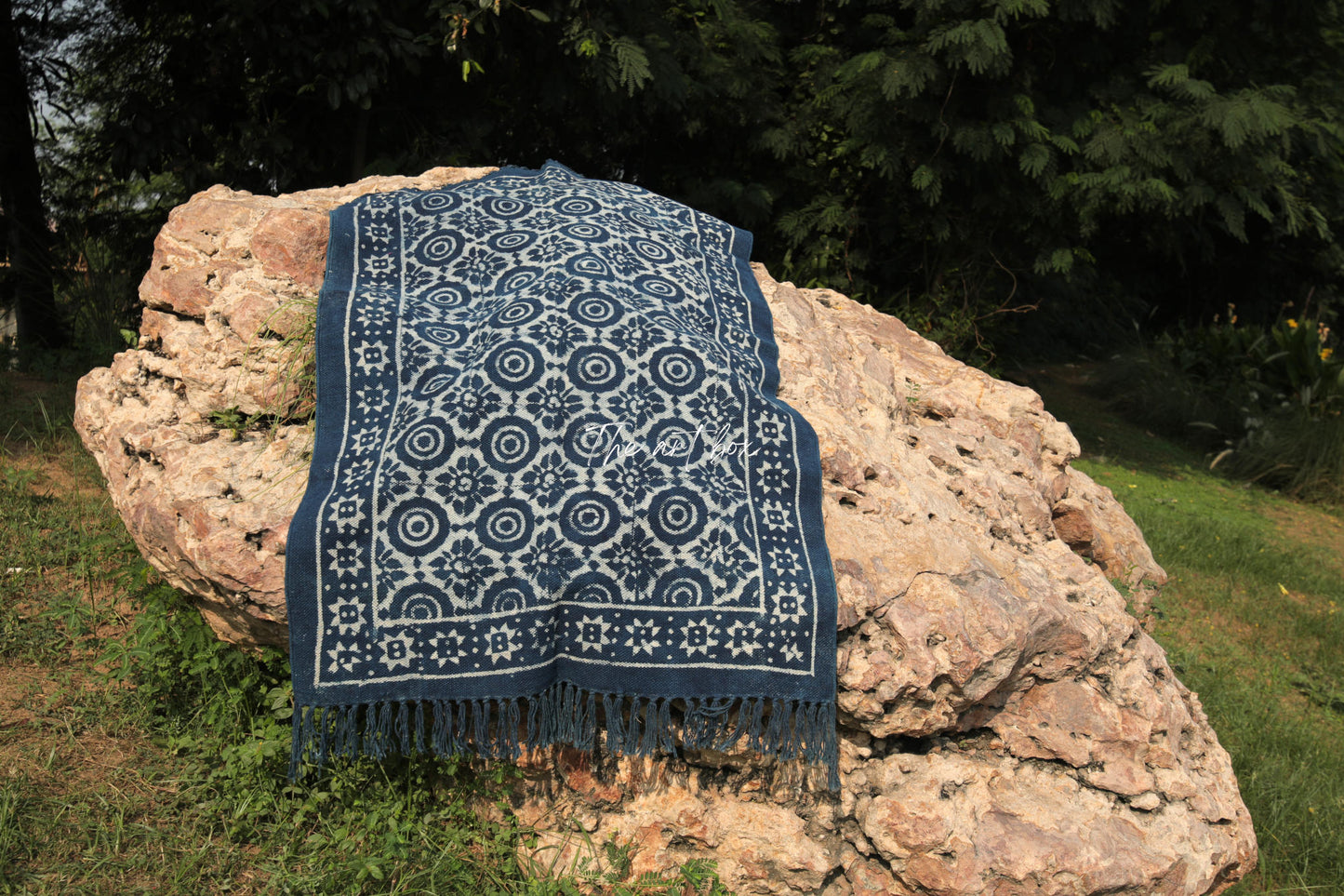 Indigo Blue Hand Block Print Cotton Rectangle Rugs