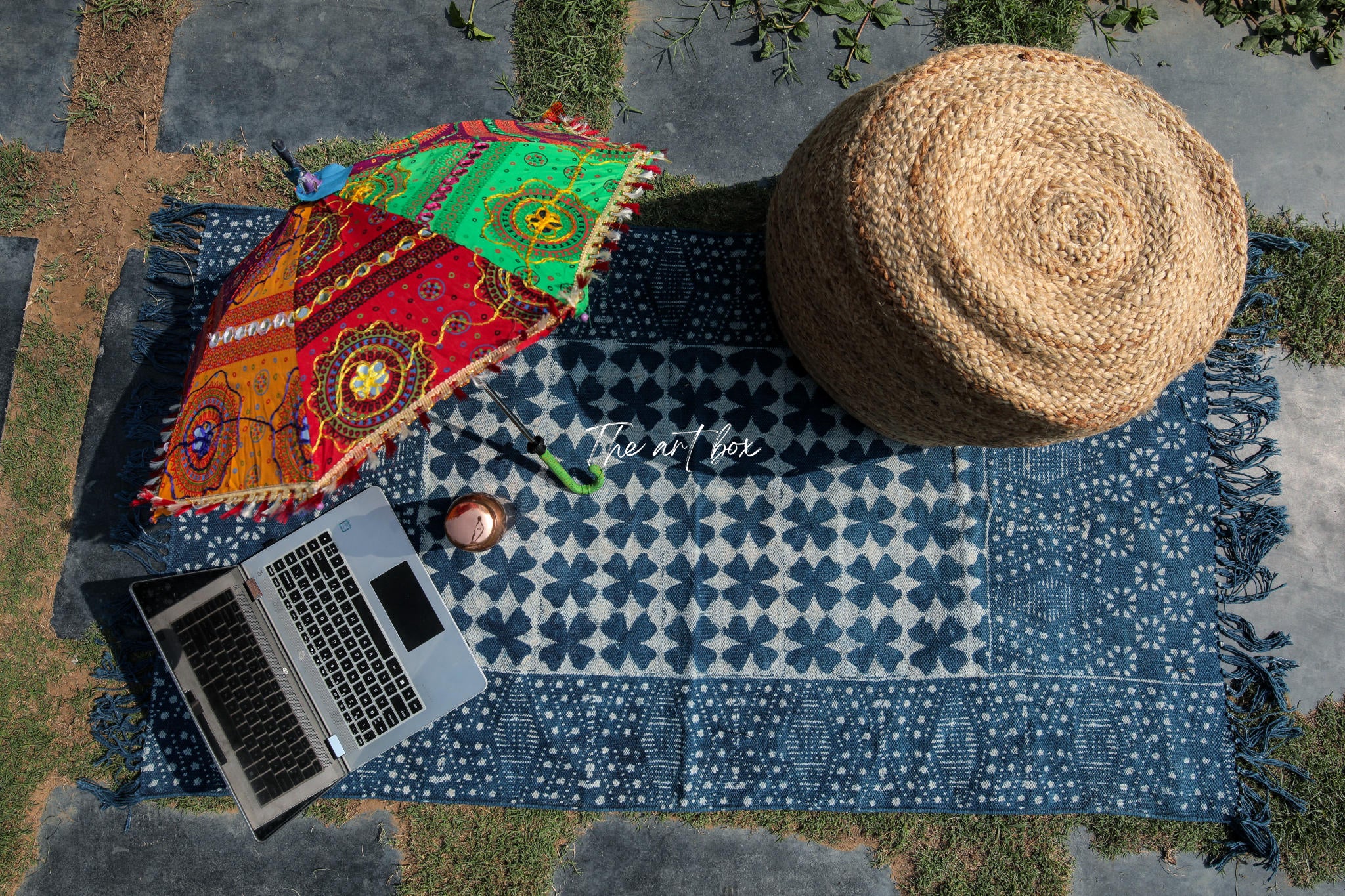 Indigo Blue Dabu Block Print Cotton Rectangle Rugs