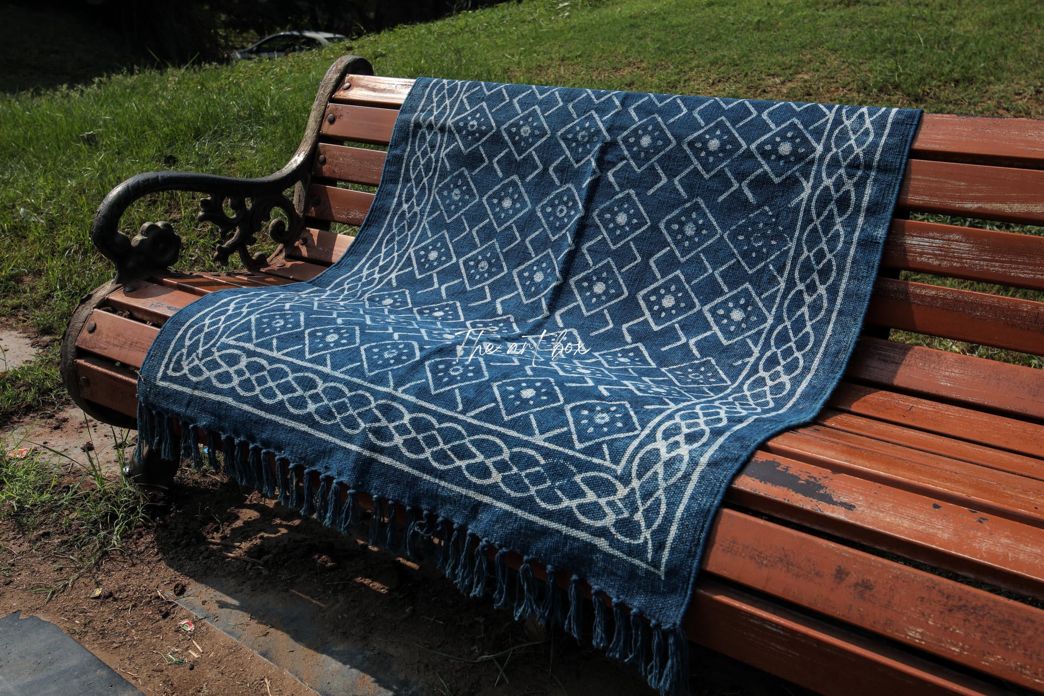 Indigo Blue Hand Block Print Cotton Rectangle Rugs