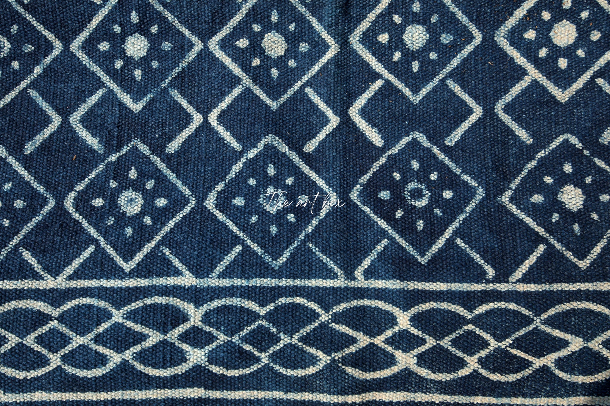 Indigo Blue Hand Block Print Cotton Rectangle Rugs