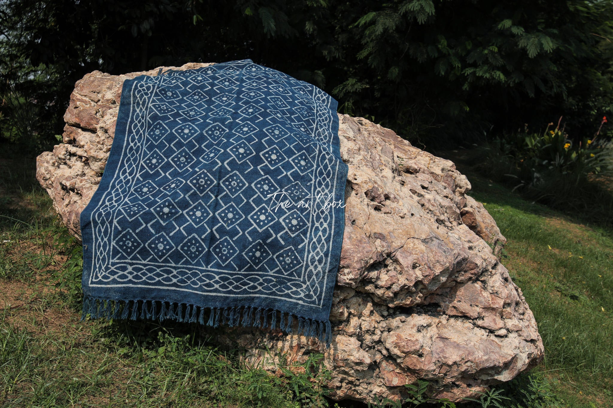 Indigo Blue Hand Block Print Cotton Rectangle Rugs