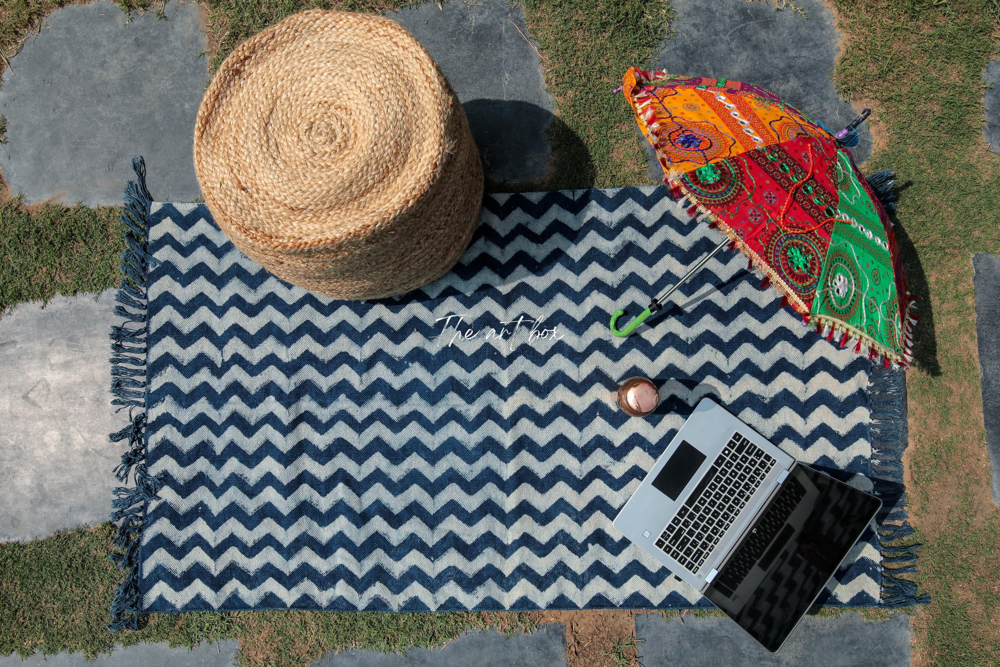 Indigo Blue Dabu Block Print Cotton Rectangle Rugs