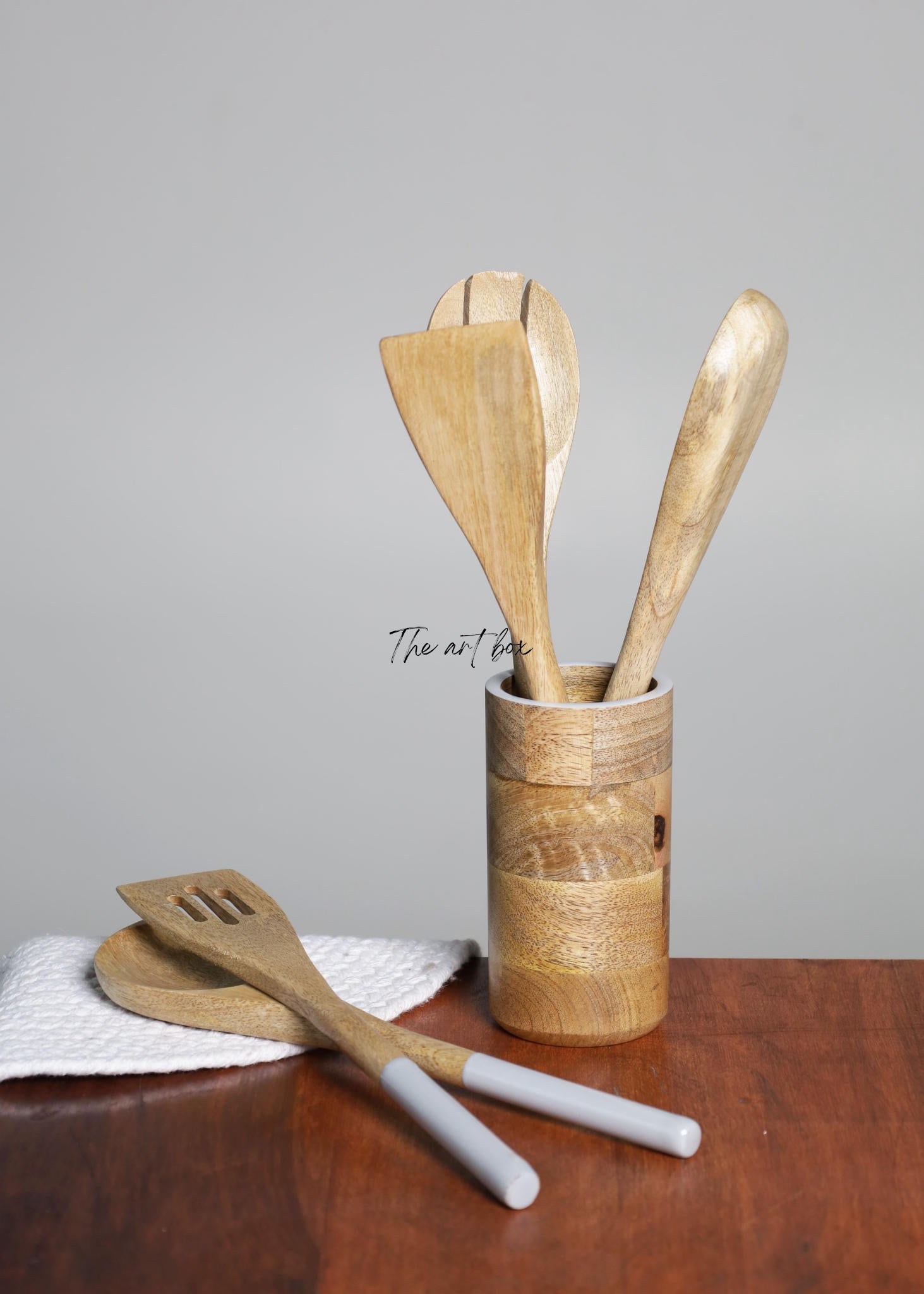 Mango Wood Spatula Set - Grey Color