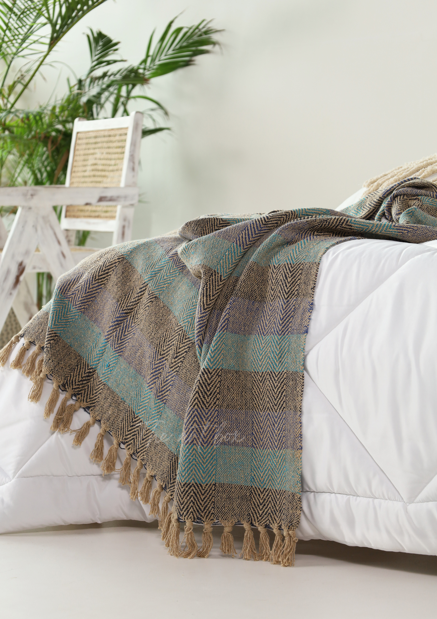 Mint & Grey Handwoven Throws