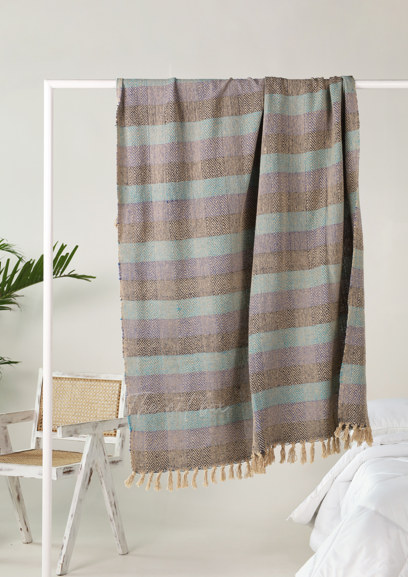Mint & Grey Handwoven Throws