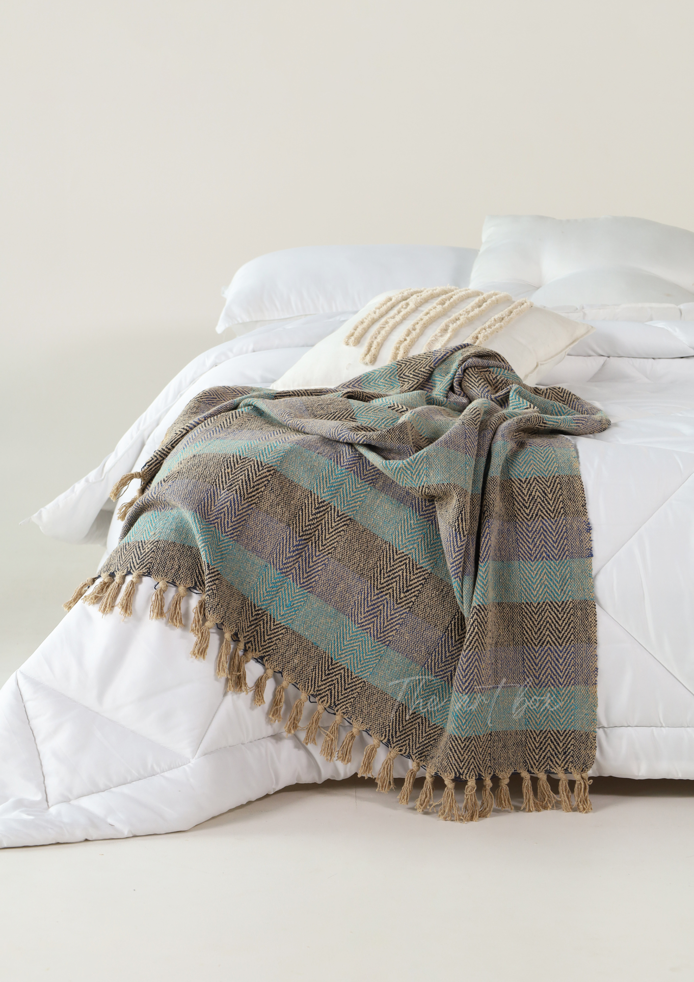 Mint & Grey Handwoven Throws