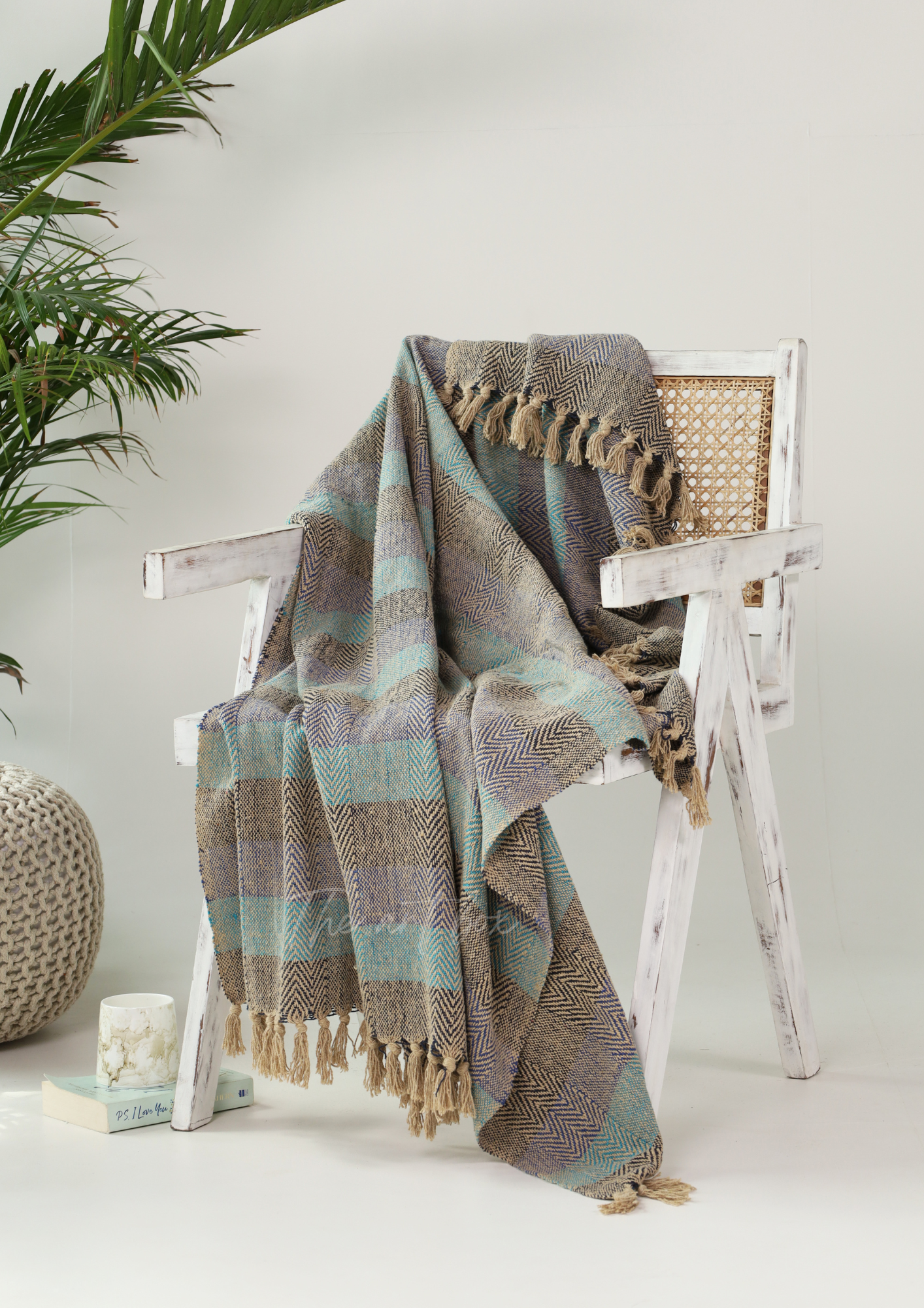 Mint & Grey Handwoven Throws