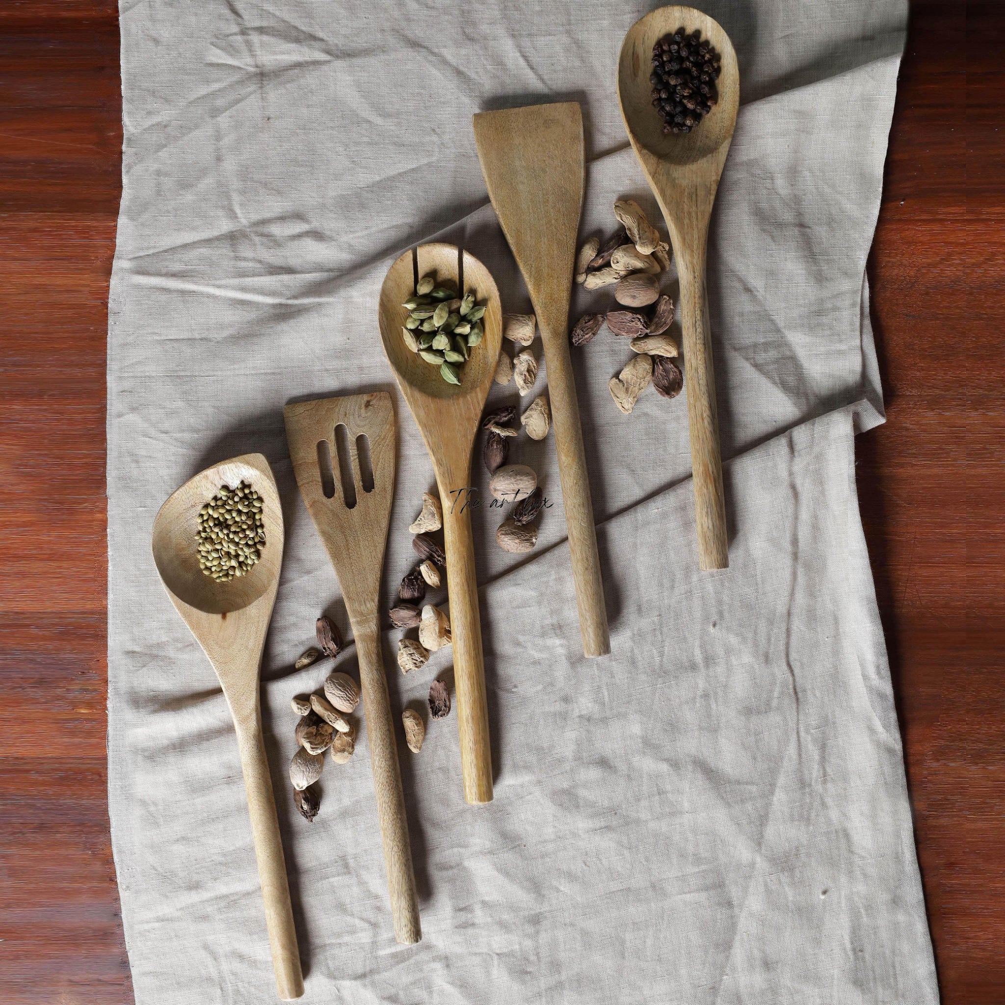 Mango Wood Spatula Set - Wooden Color