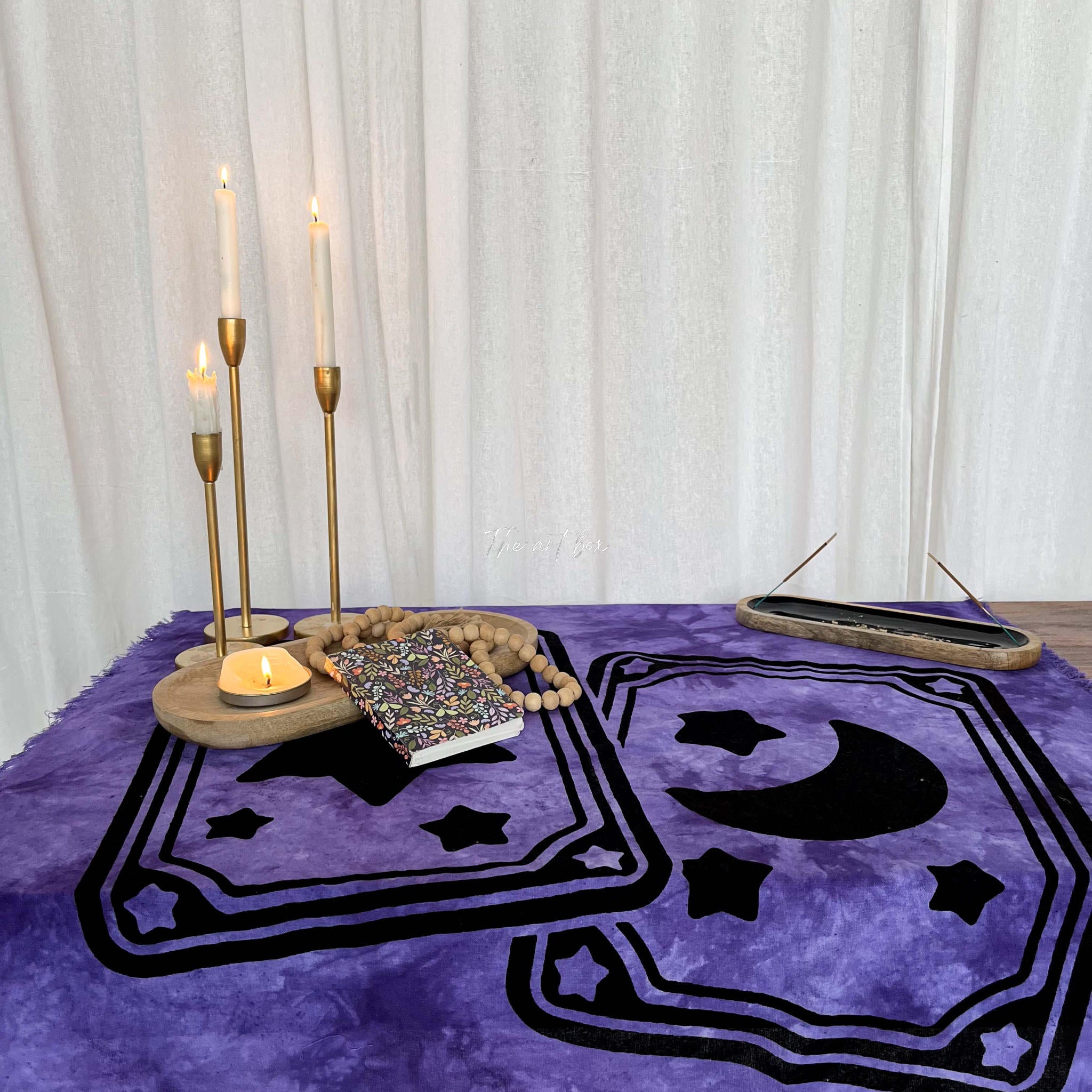 Purple Printed Altar Table Cloth Tarot Mat Witchcraft Supplies