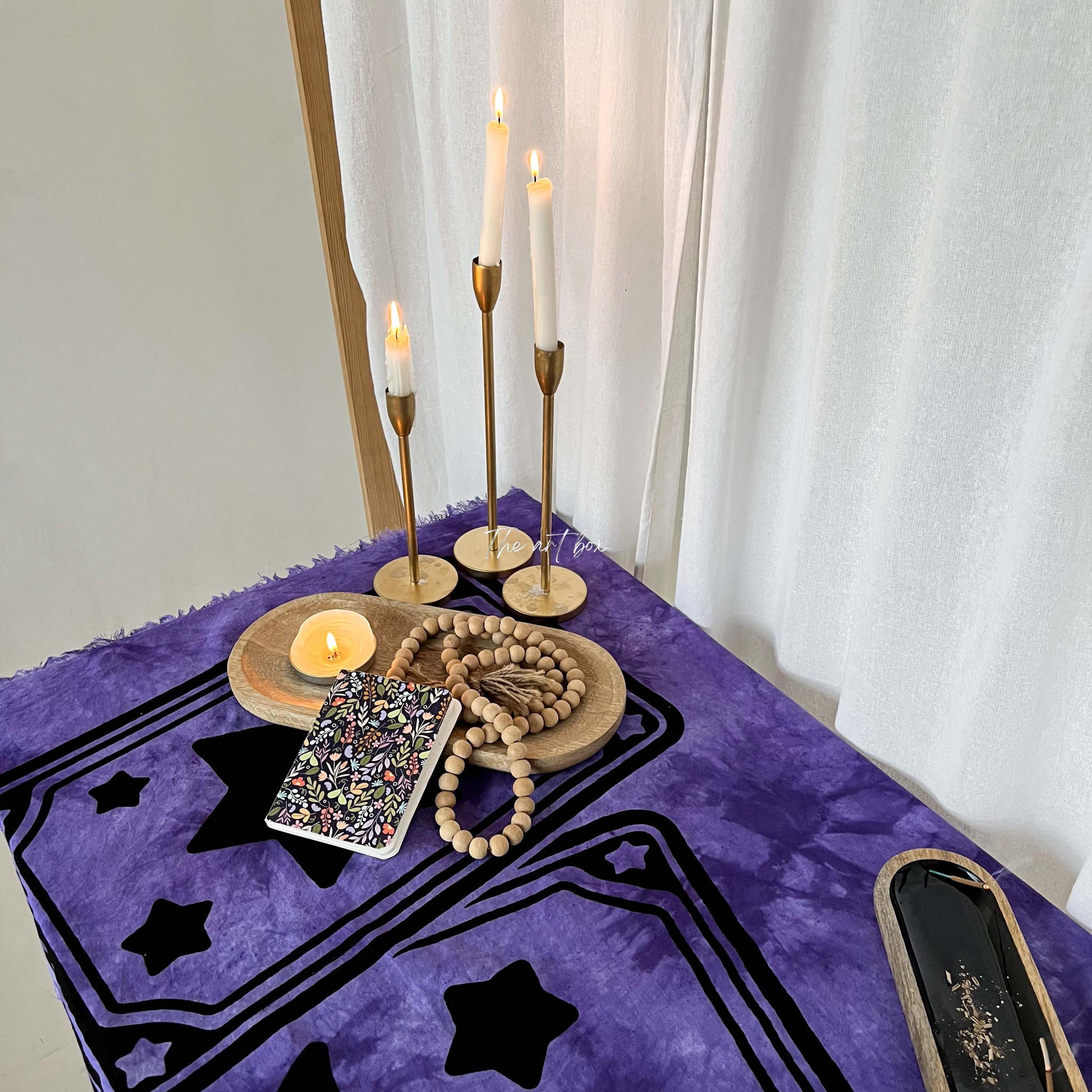 Purple Printed Altar Table Cloth Tarot Mat Witchcraft Supplies