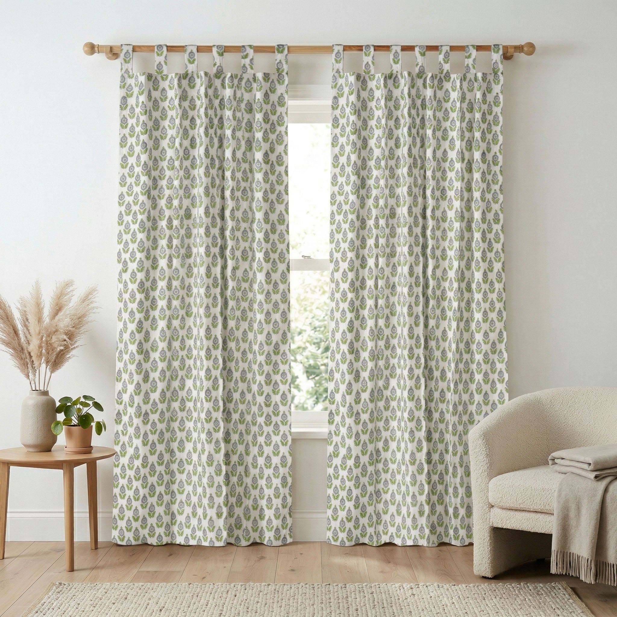 Garden Medallion Botanical Cotton Curtain – Refreshing Single Panel