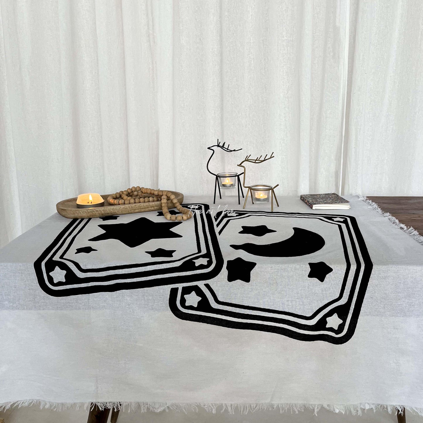 White Printed Altar Table Cloth Tarot Mat Witchcraft Supplies