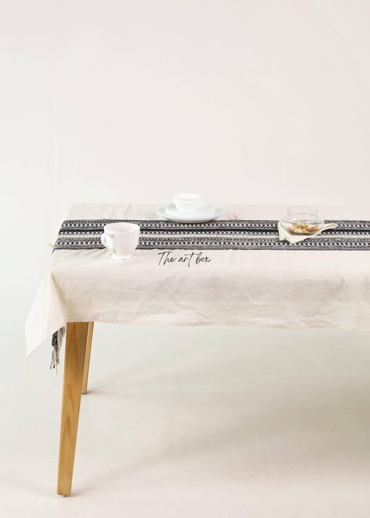 Farmhouse Black Braided Stripe Table Runner