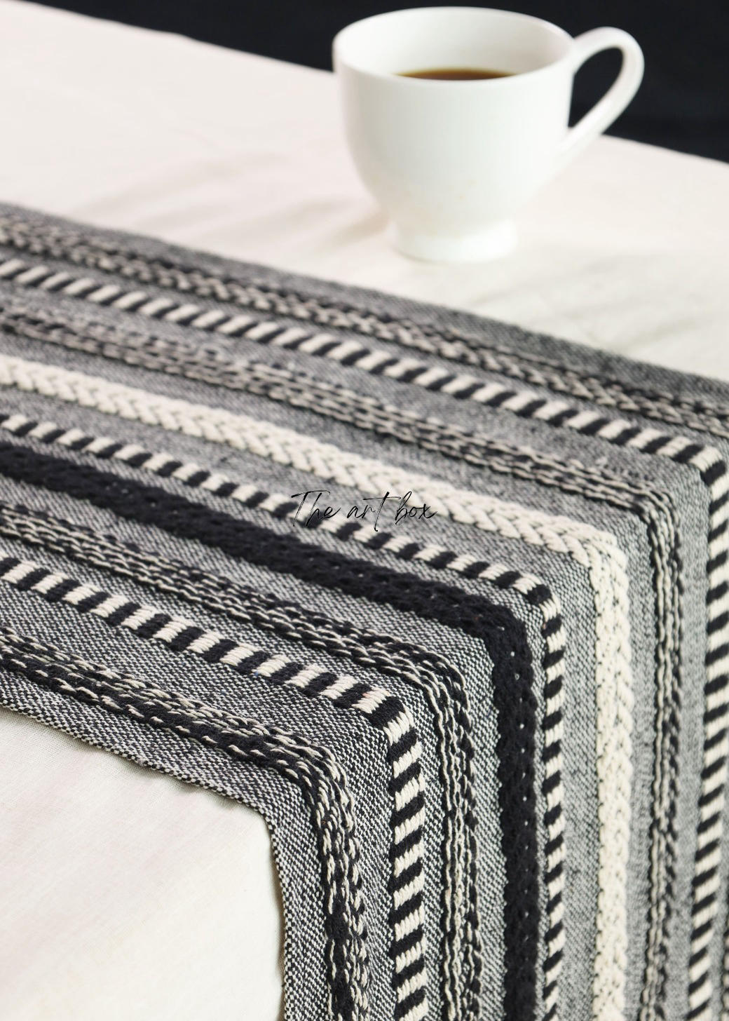 Farmhouse Black Braided Stripe Table Runner