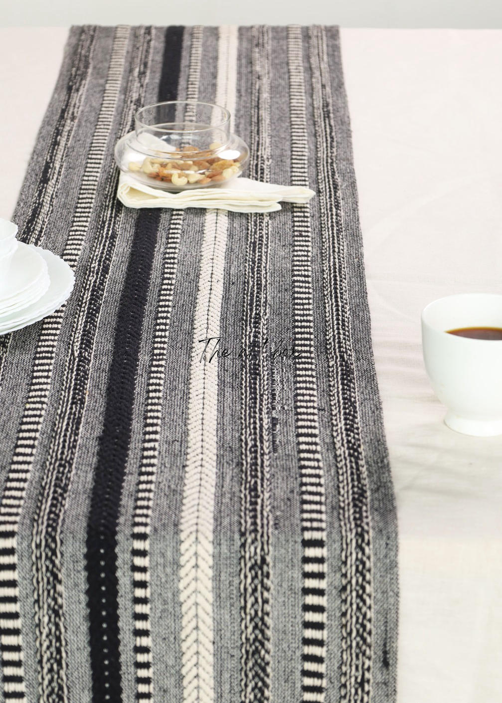 Farmhouse Black Braided Stripe Table Runner