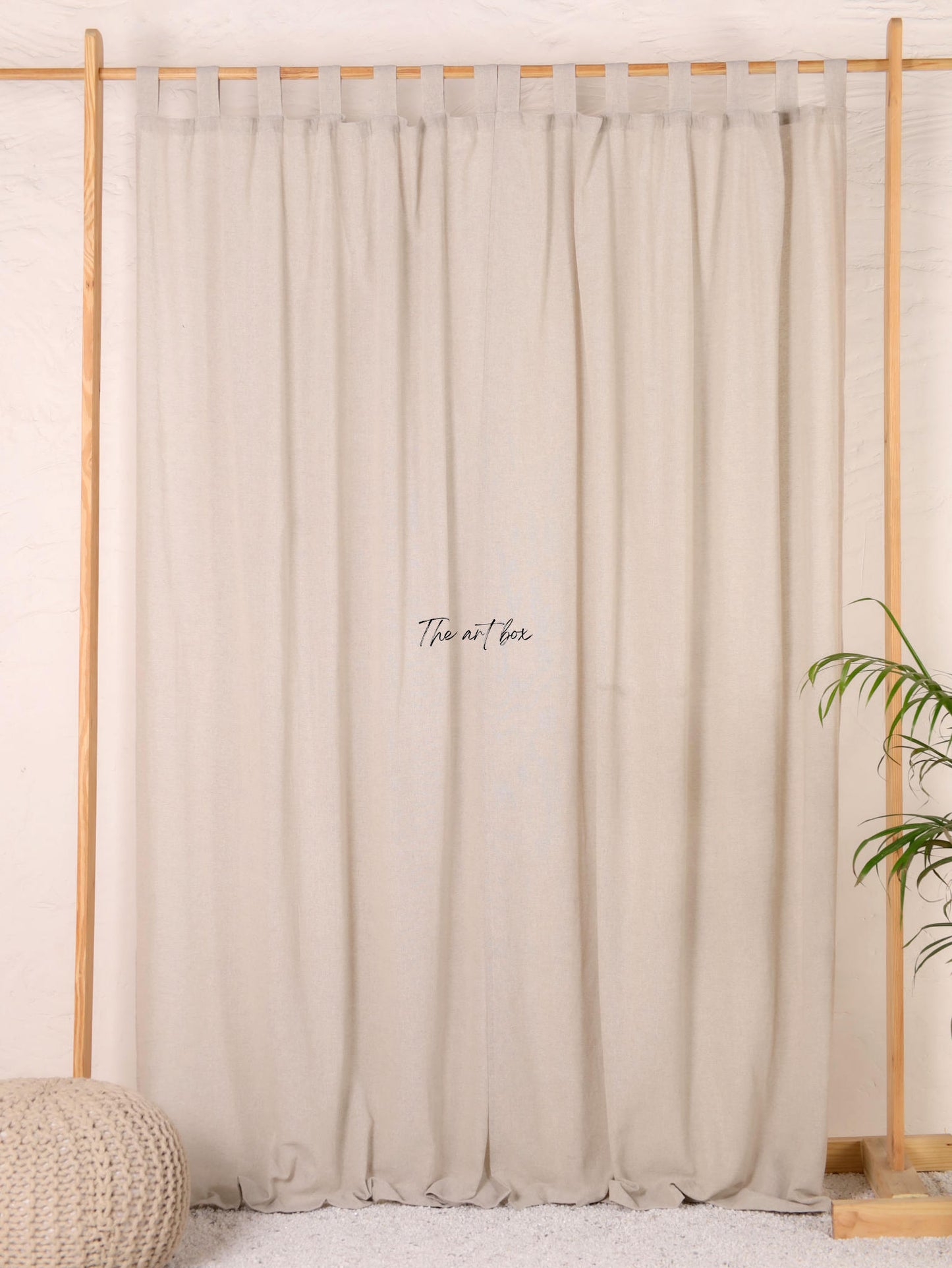 Linen Gauze with Cream Stripes Curtains- 2 Panel set