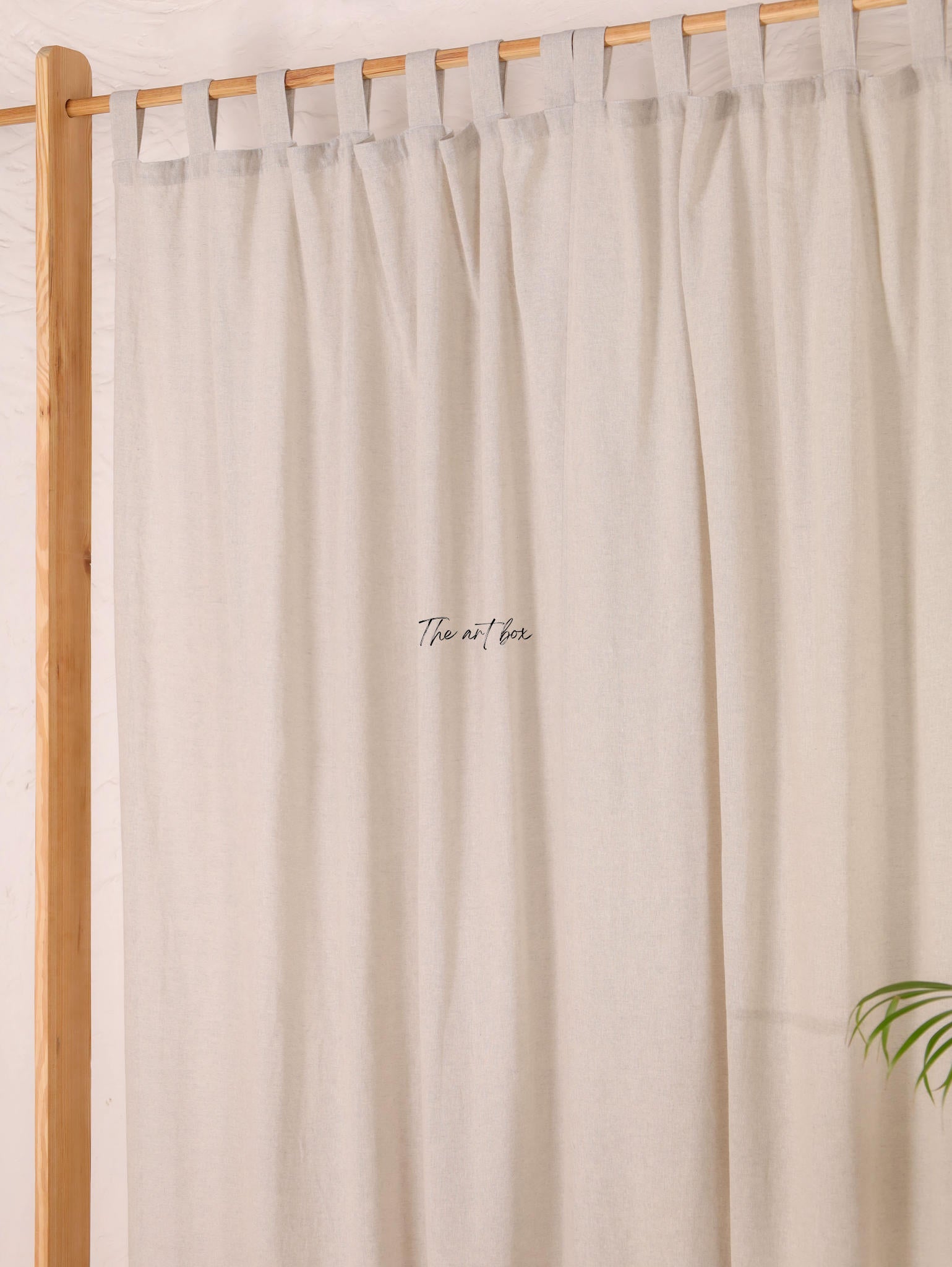 Linen Gauze with Cream Stripes Curtains- 2 Panel set