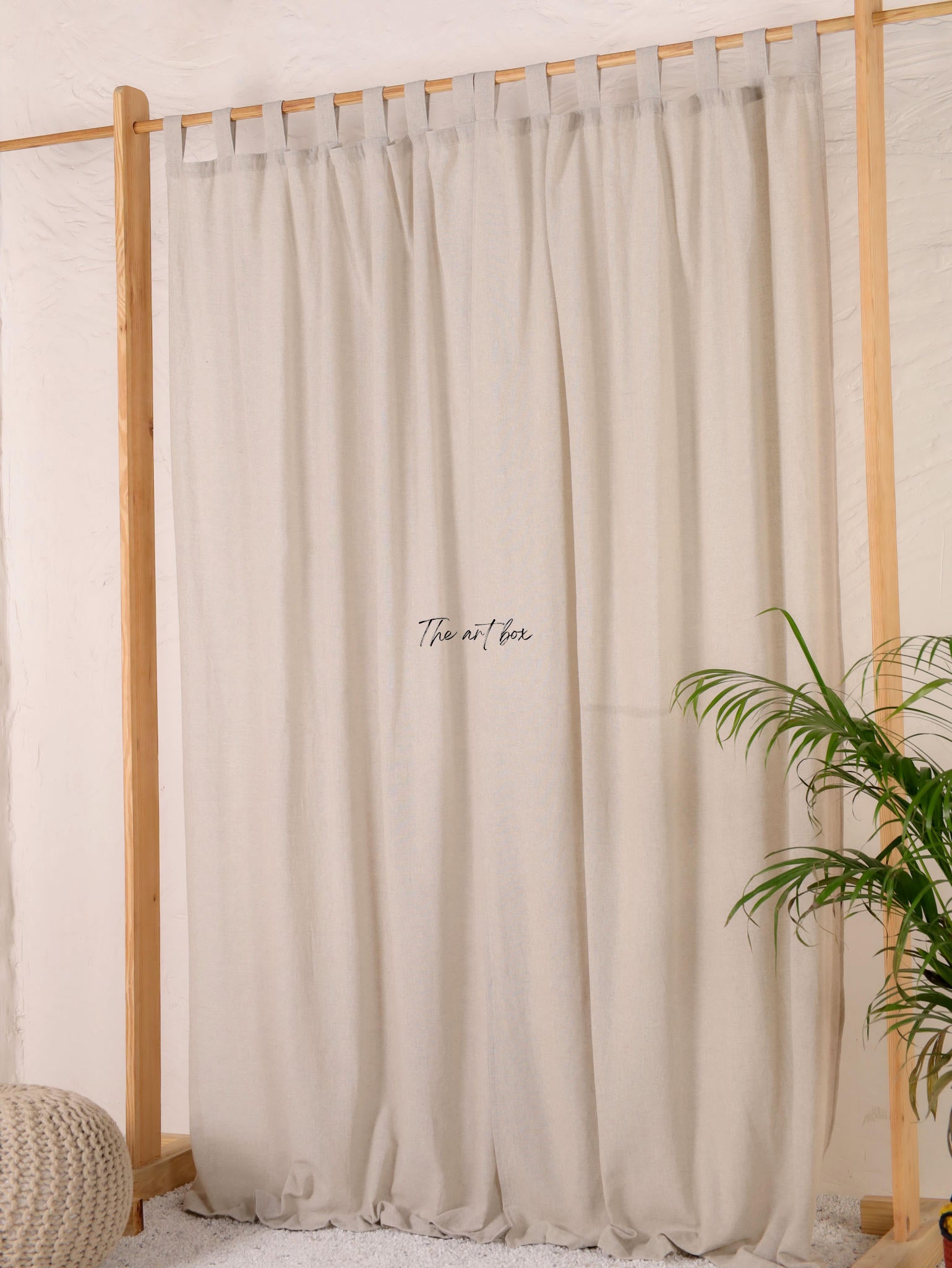 Linen Gauze with Cream Stripes Curtains- 2 Panel set