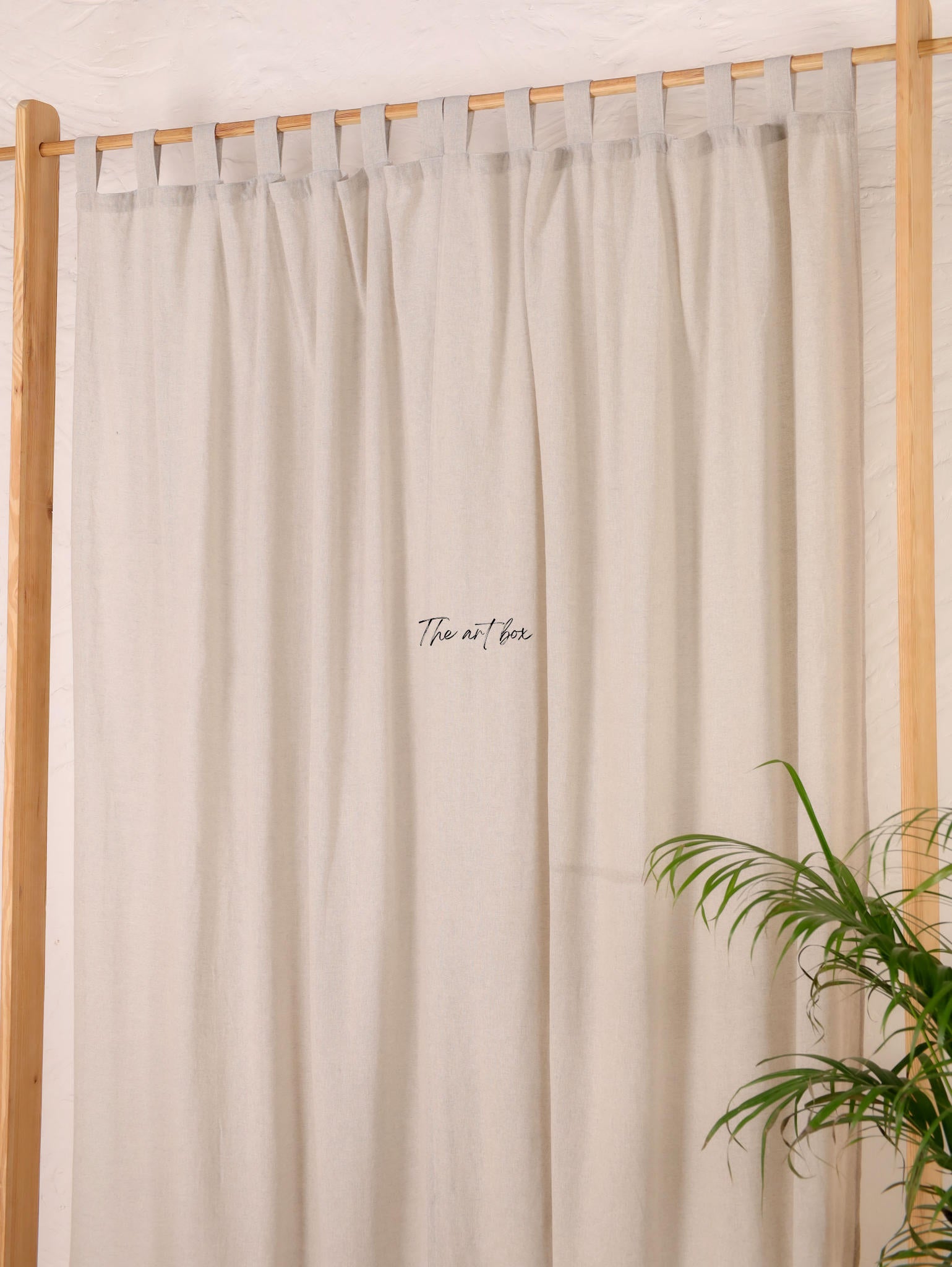 Linen Gauze with Cream Stripes Curtains- 2 Panel set