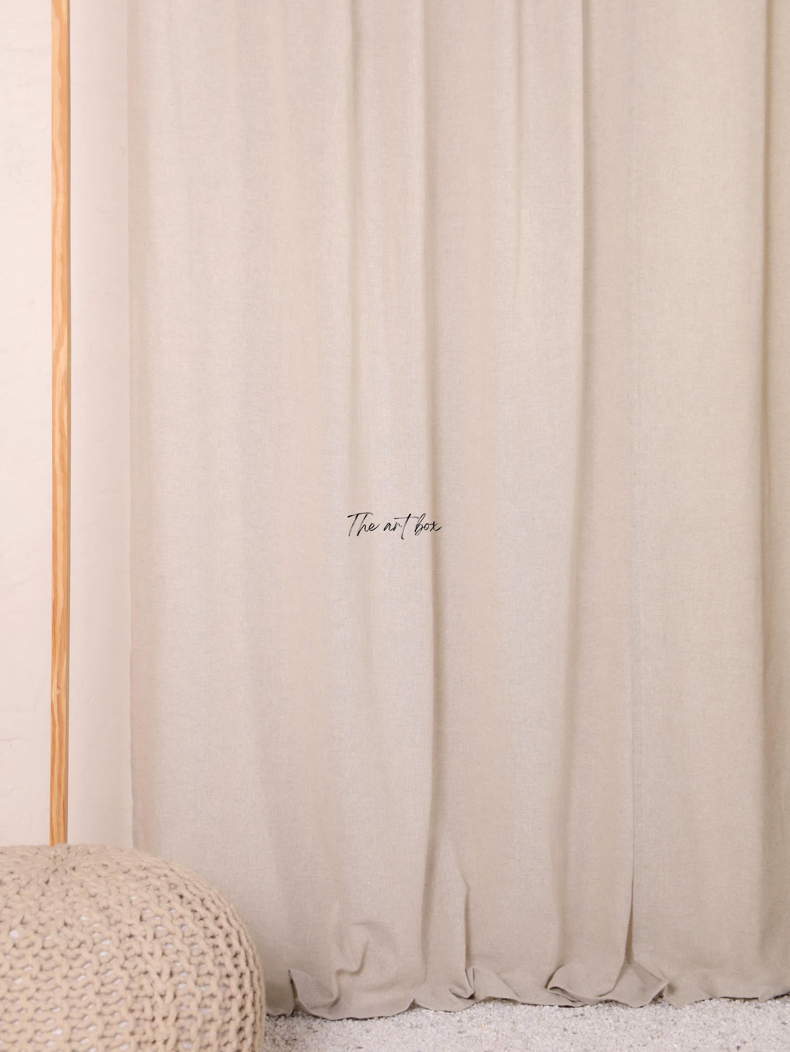 Linen Gauze with Cream Stripes Curtains- 2 Panel set