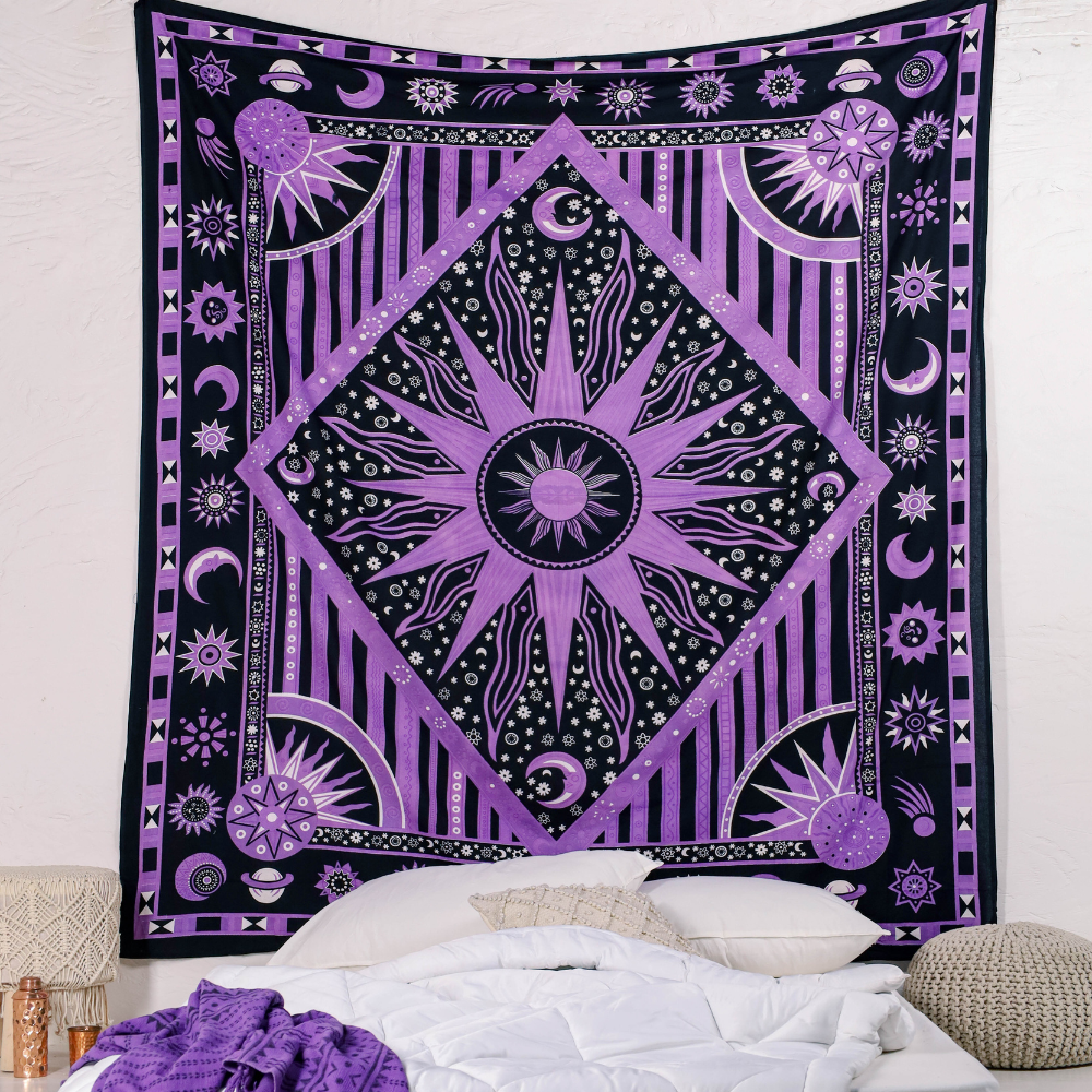 Purple Burning Sun Tapestry