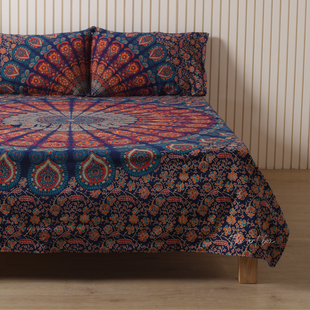 Blue Mandala Bedsheets with pillow covers