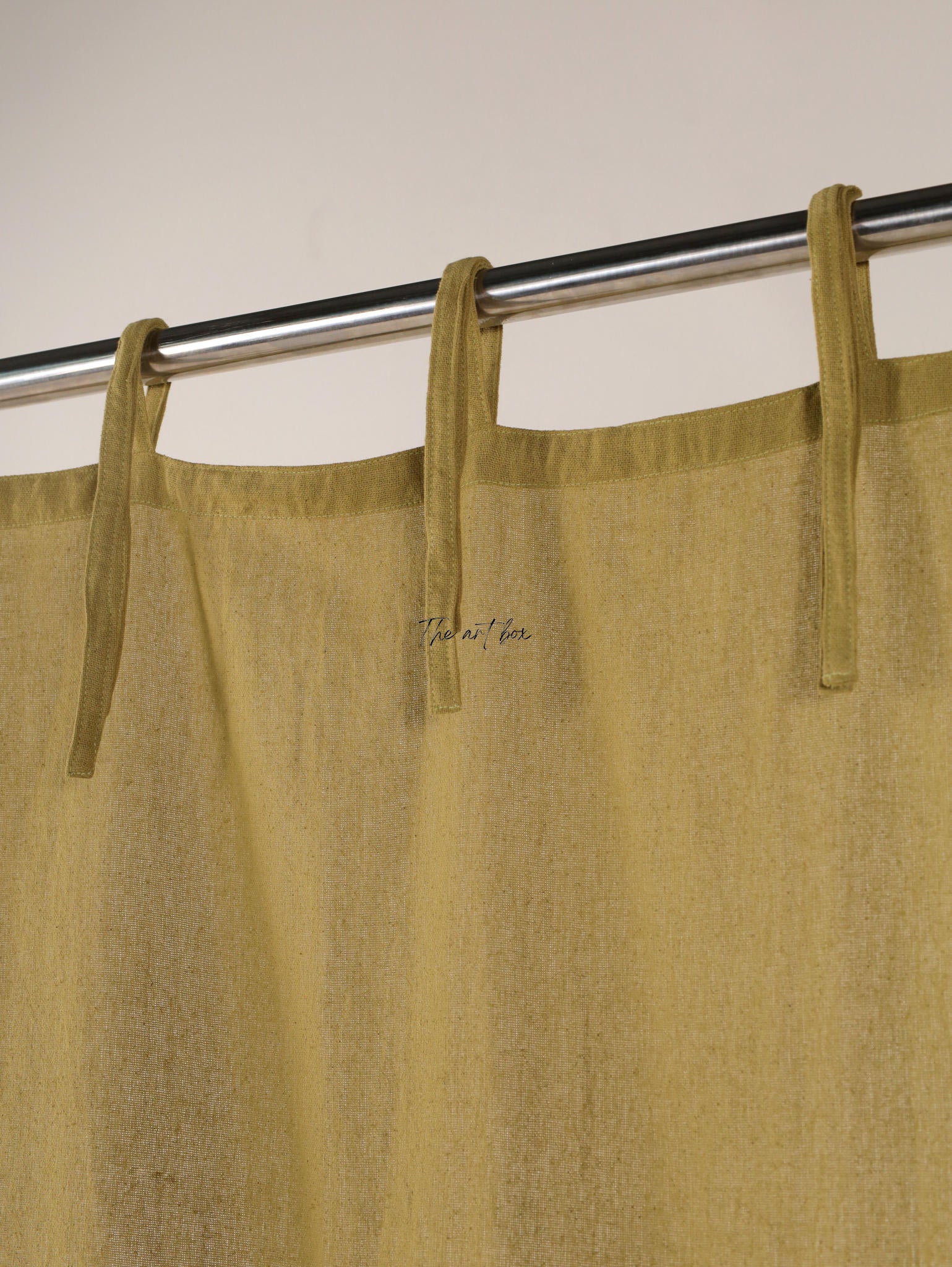 Olive Cotton Tie Top Curtains- 2 Panel set