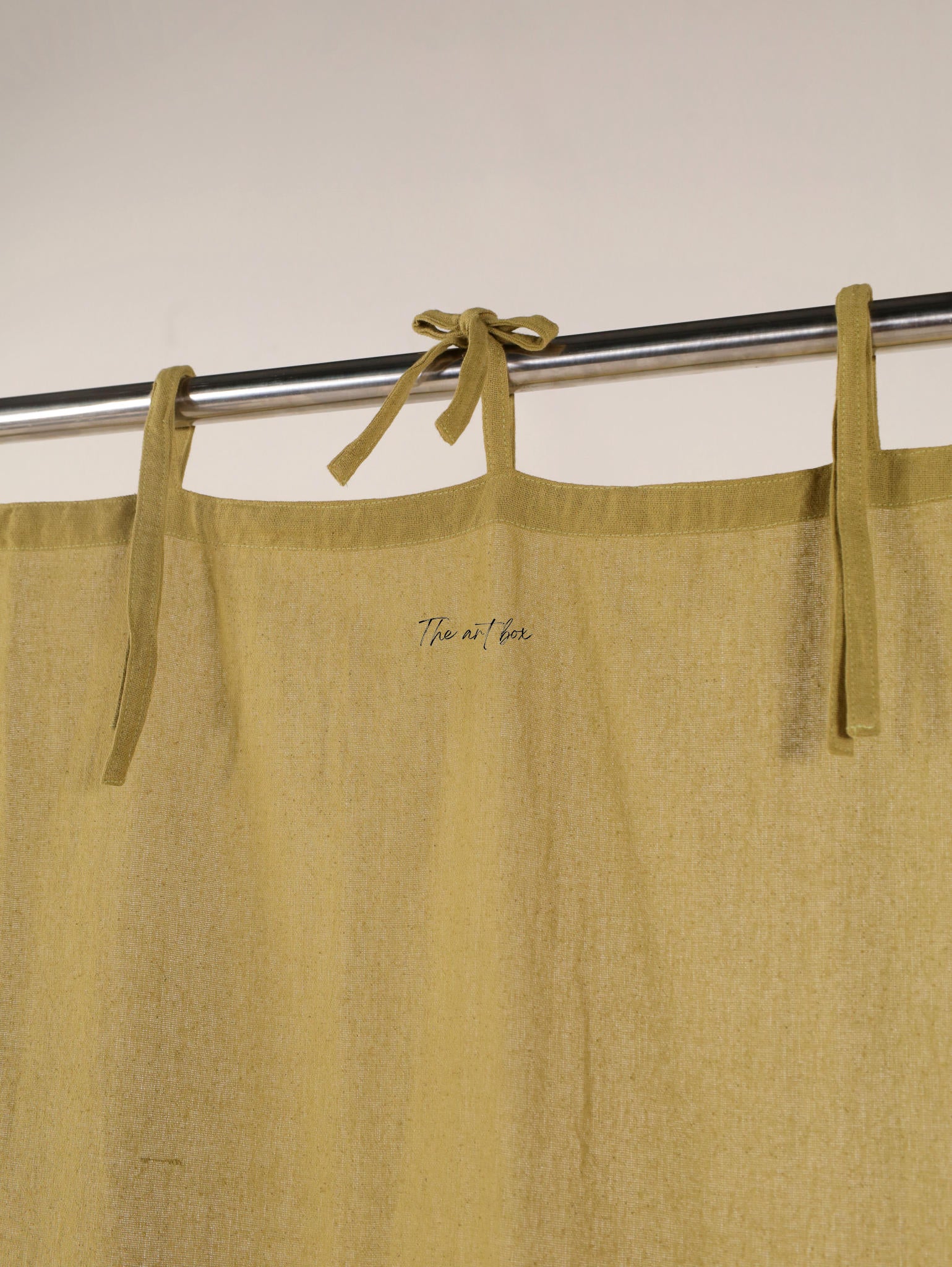 Olive Cotton Tie Top Curtains- 2 Panel set