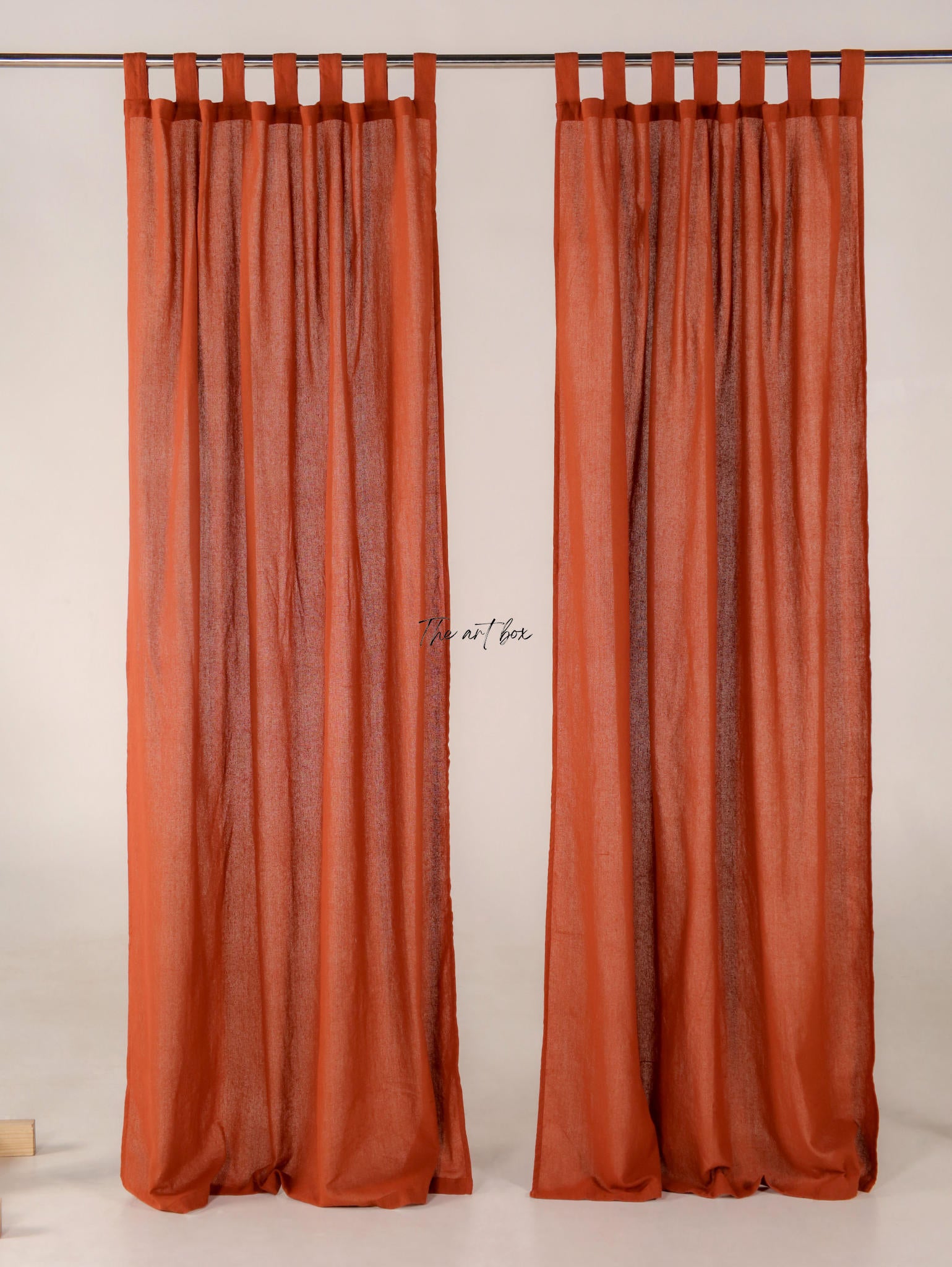 Rust Cotton Tap Top Curtains- 2 Panel set