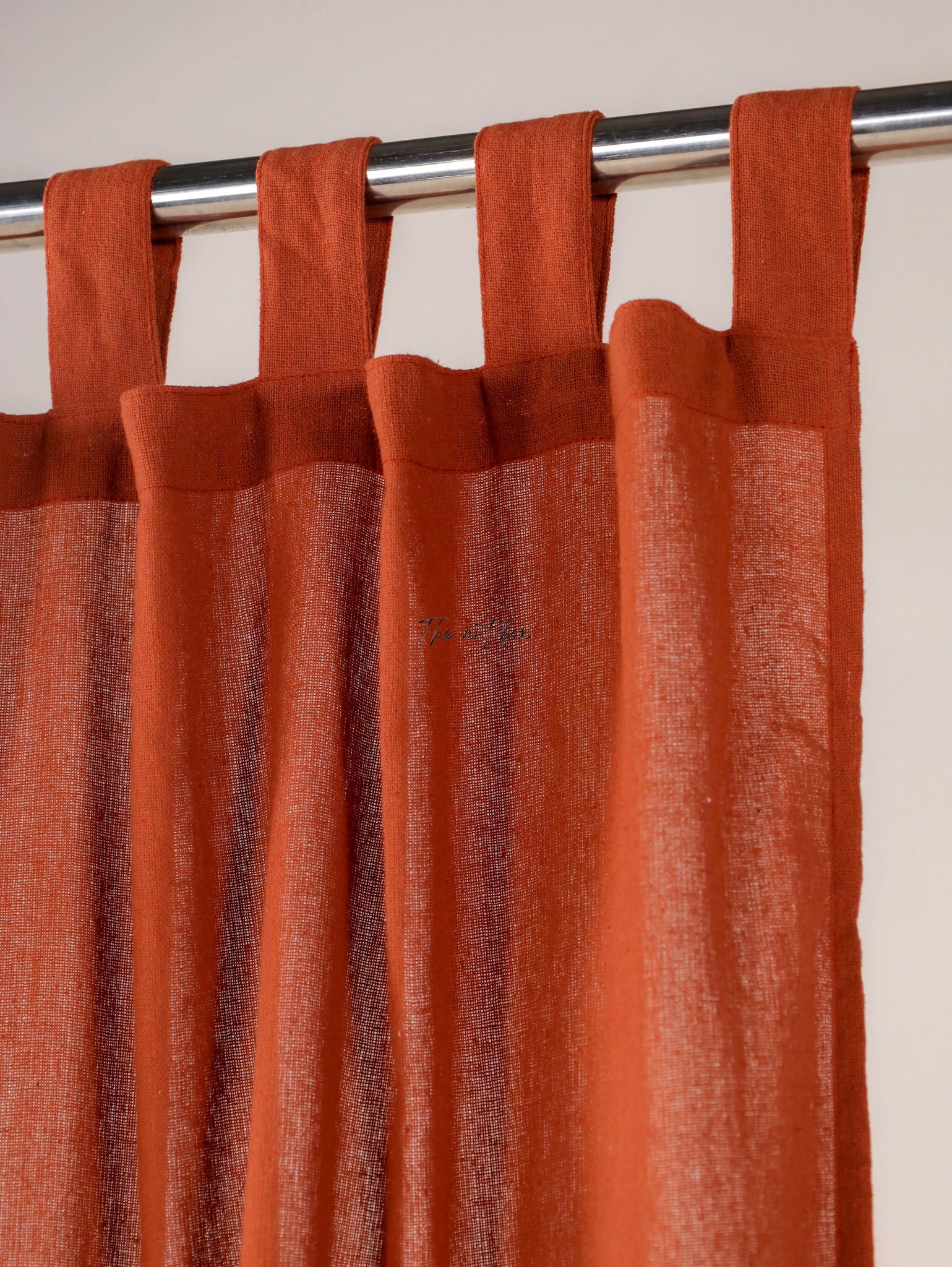 Rust Cotton Tap Top Curtains- 2 Panel set