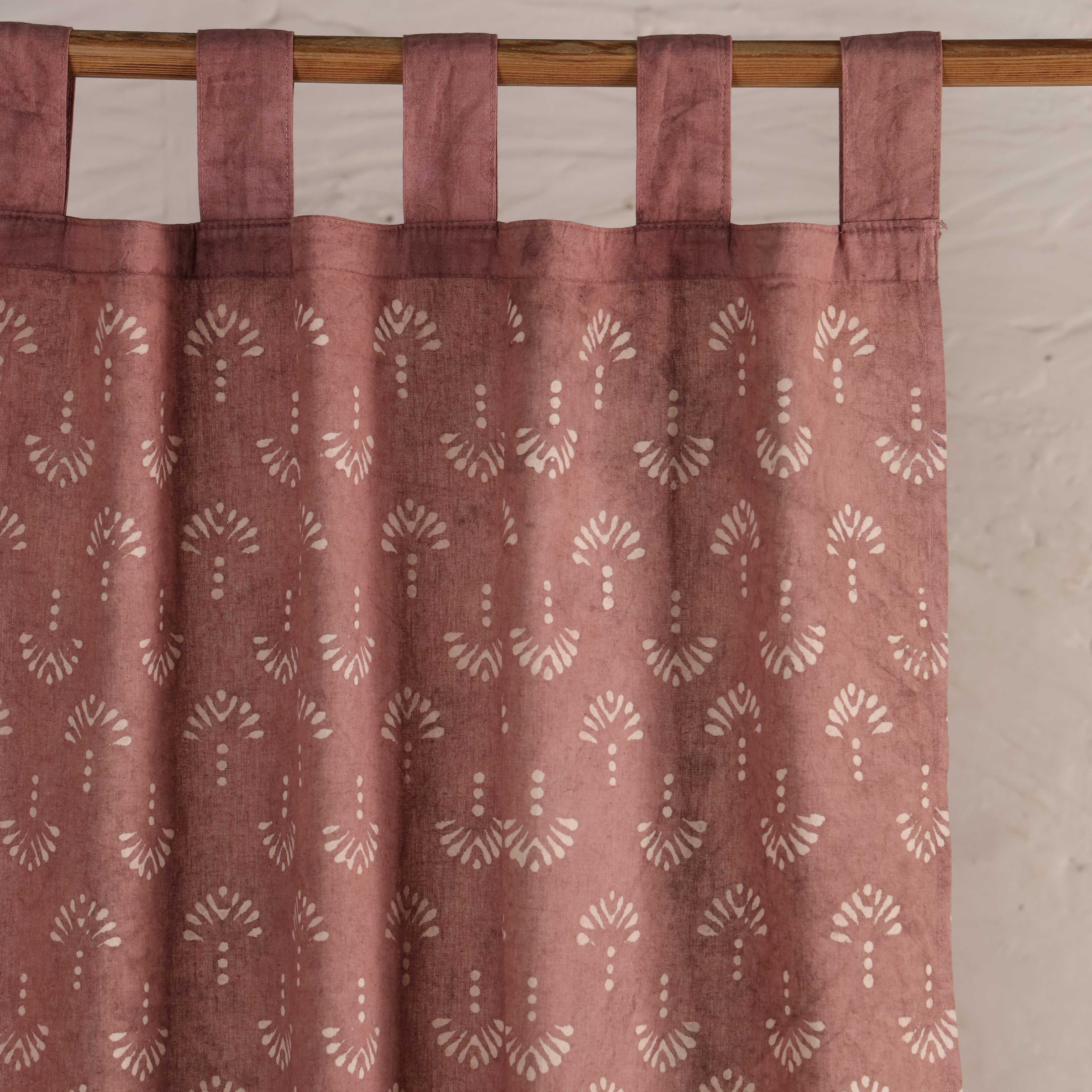 Mauve Earth Botanical Cotton Curtain – Handcrafted Single Panel