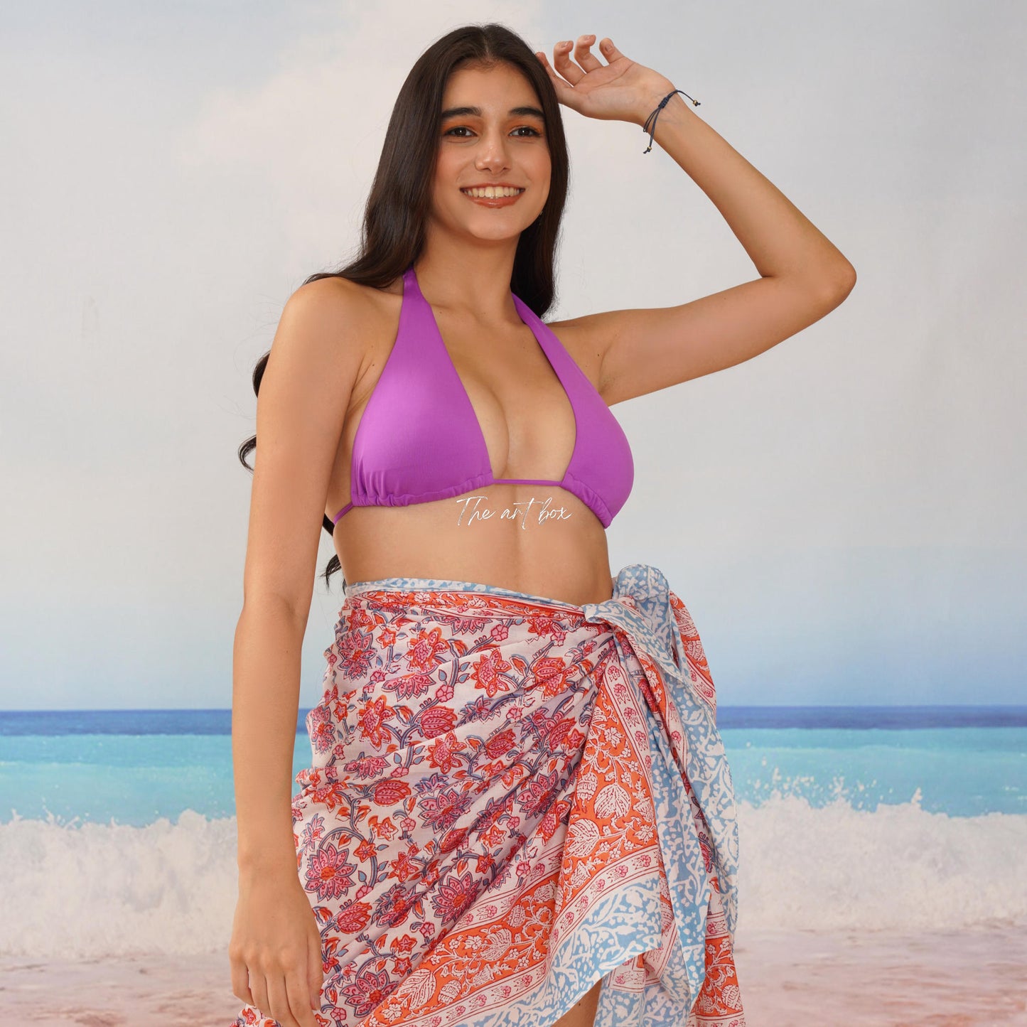 Hawaiian Sarong Coverups for Women Hand Block Print Swimsuit Pareo Wrap Beach Swimwear Bathing Suit Bikini Cover Up