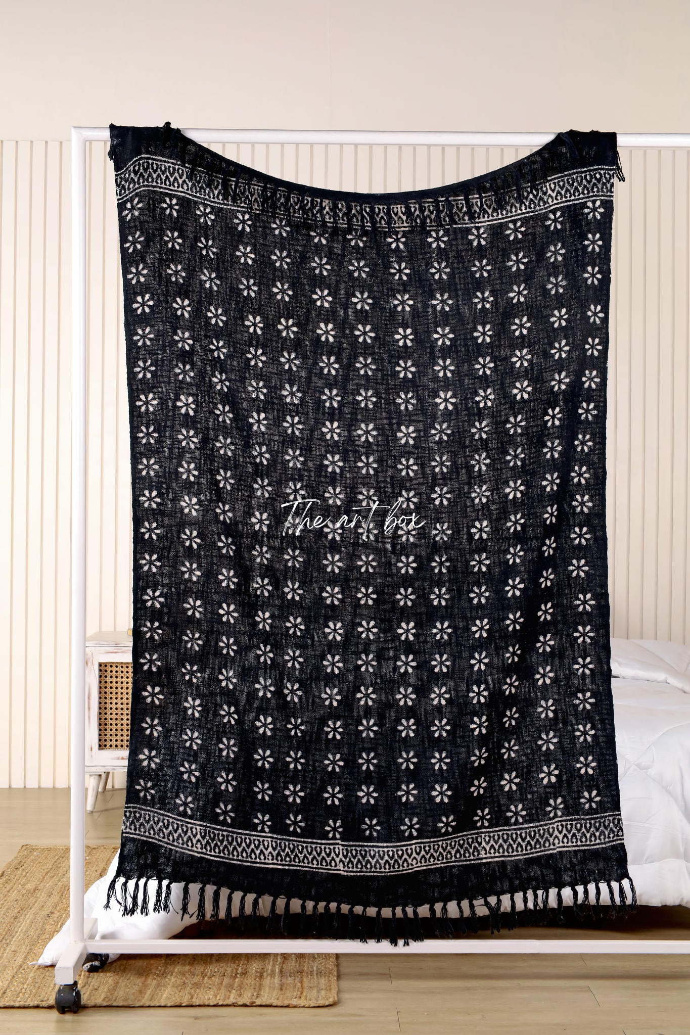 Bohemian Black Daabu Print Throw