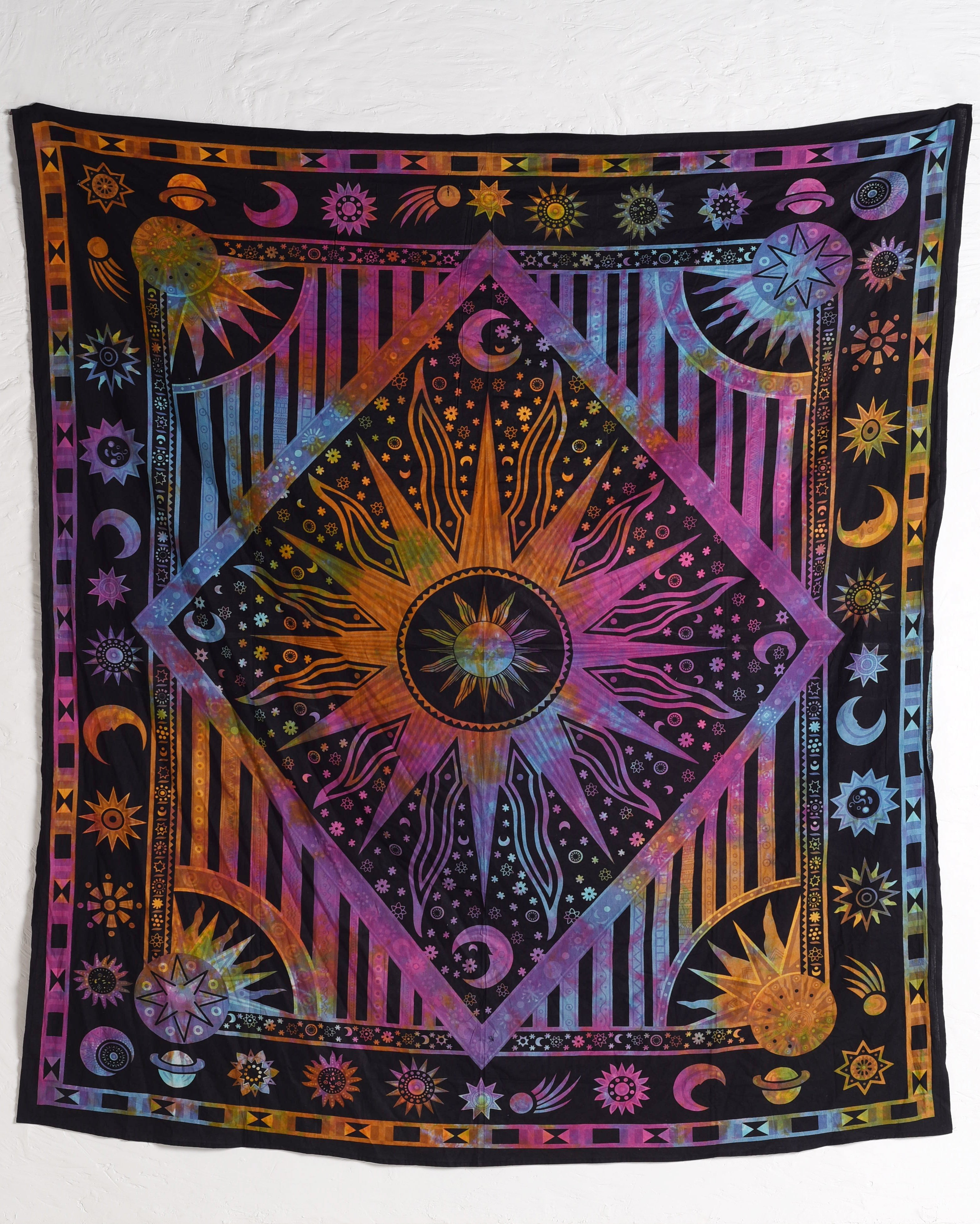 Multicolor Burning Sun Tapestry