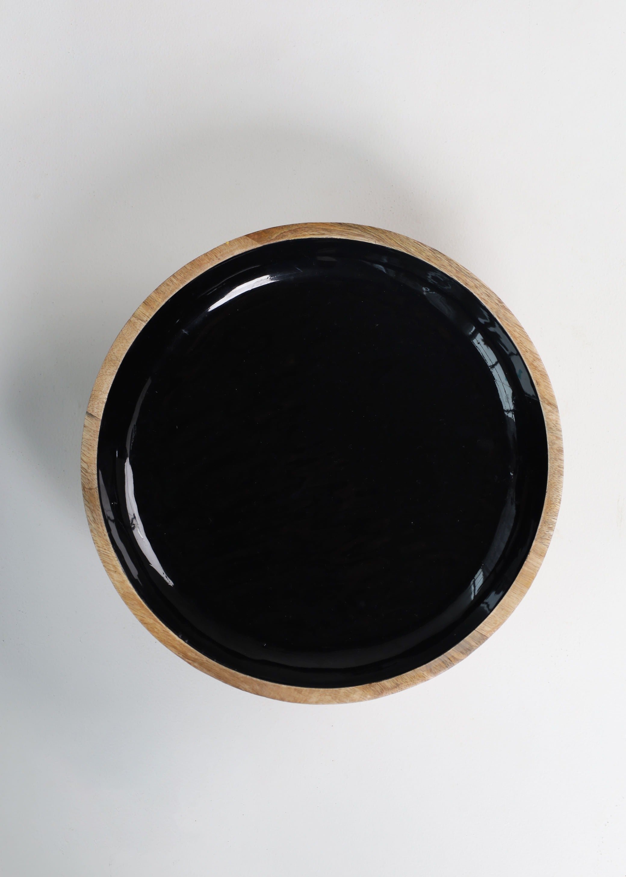 Mango Wood Fruit Platter - Black Glossy Texture