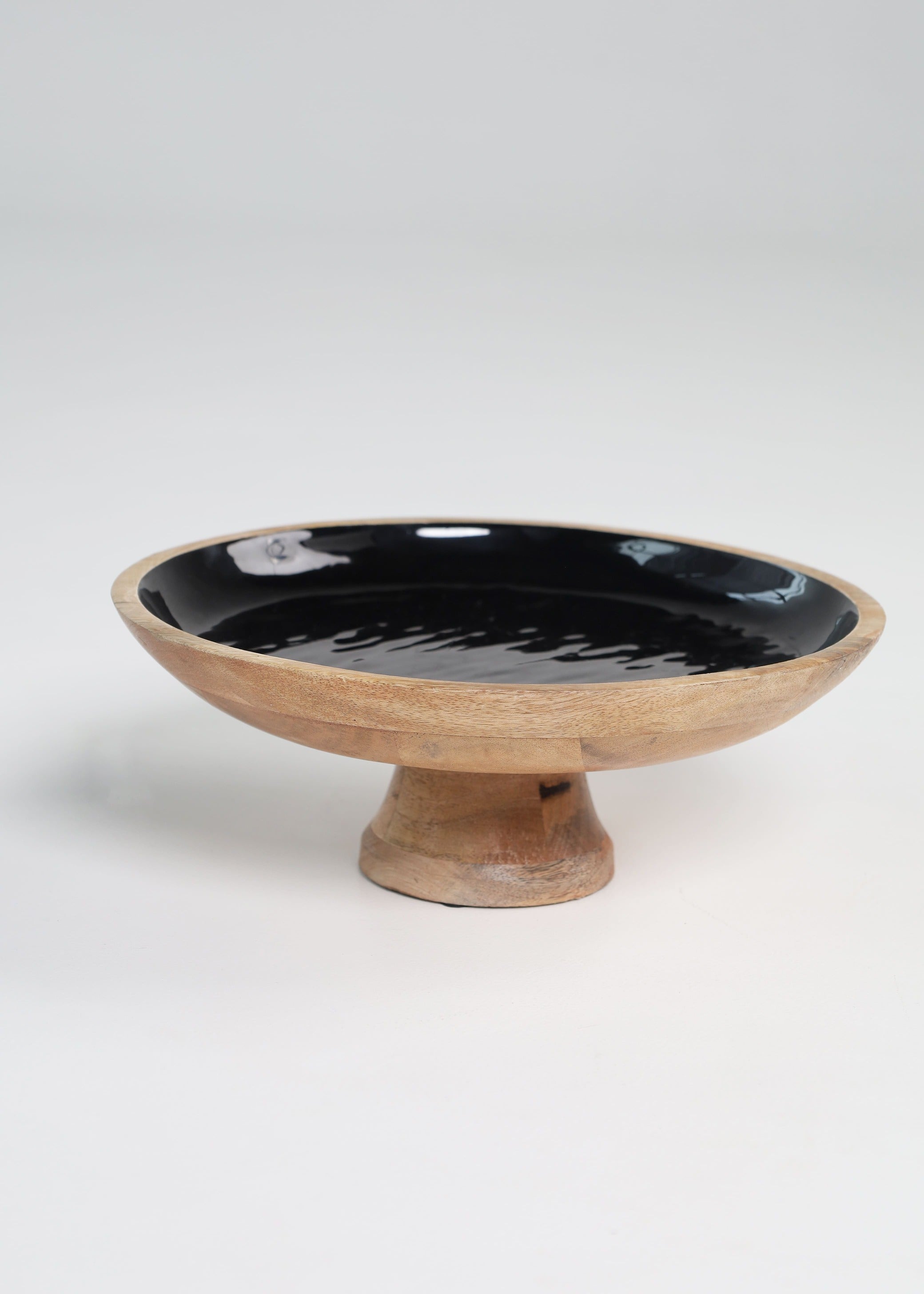 Mango Wood Fruit Platter - Black Glossy Texture