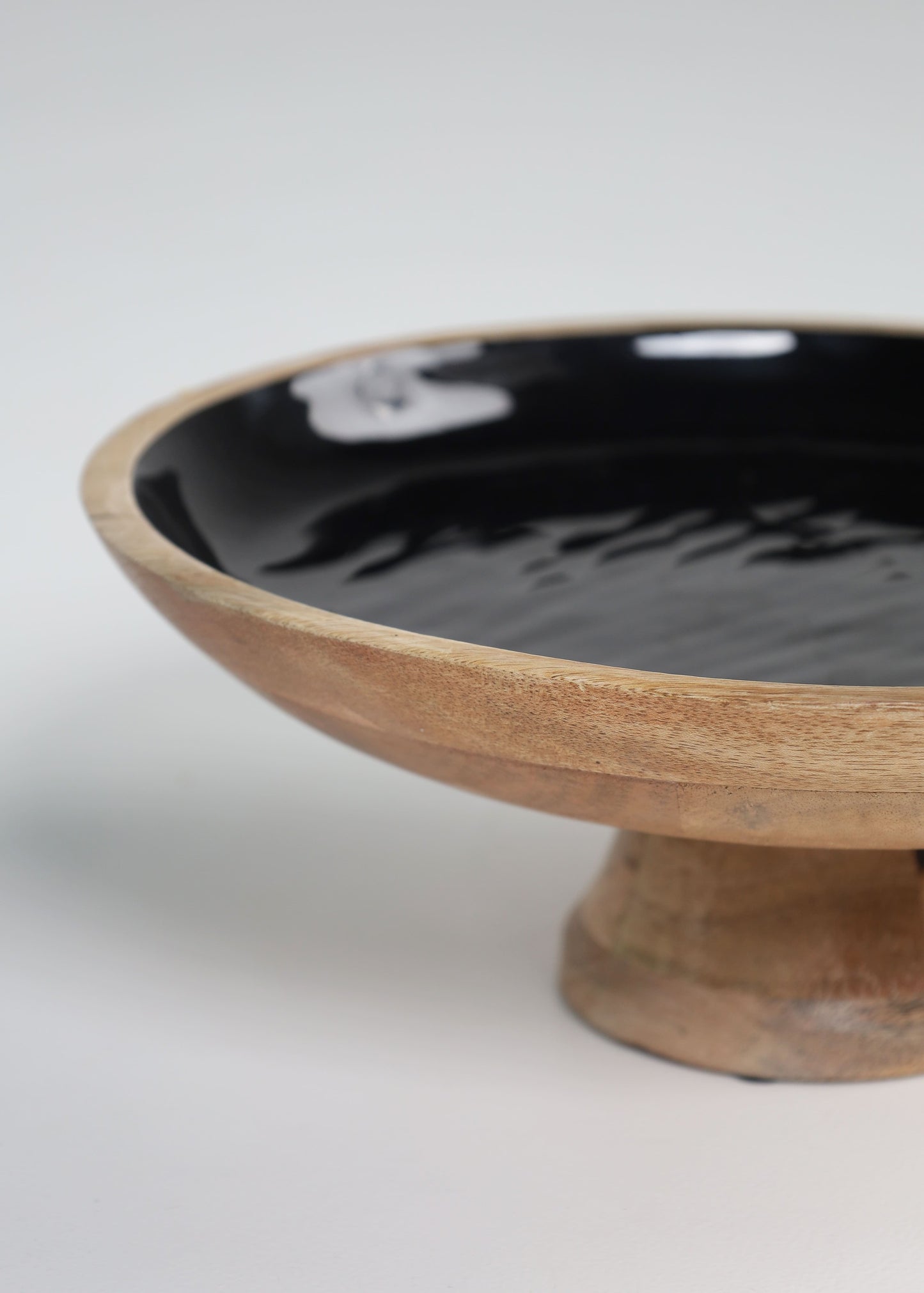 Mango Wood Fruit Platter - Black Glossy Texture