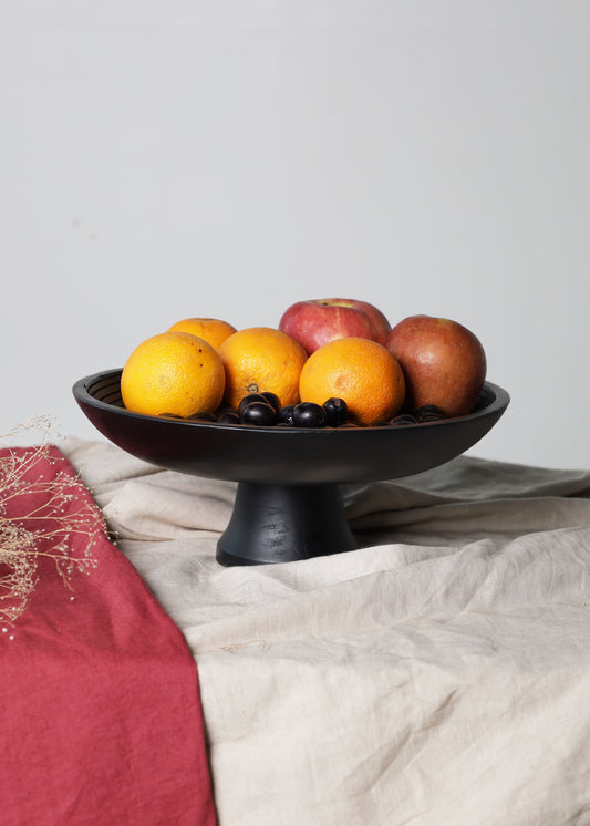 Mango Wood Fruit Platter - Black Texture
