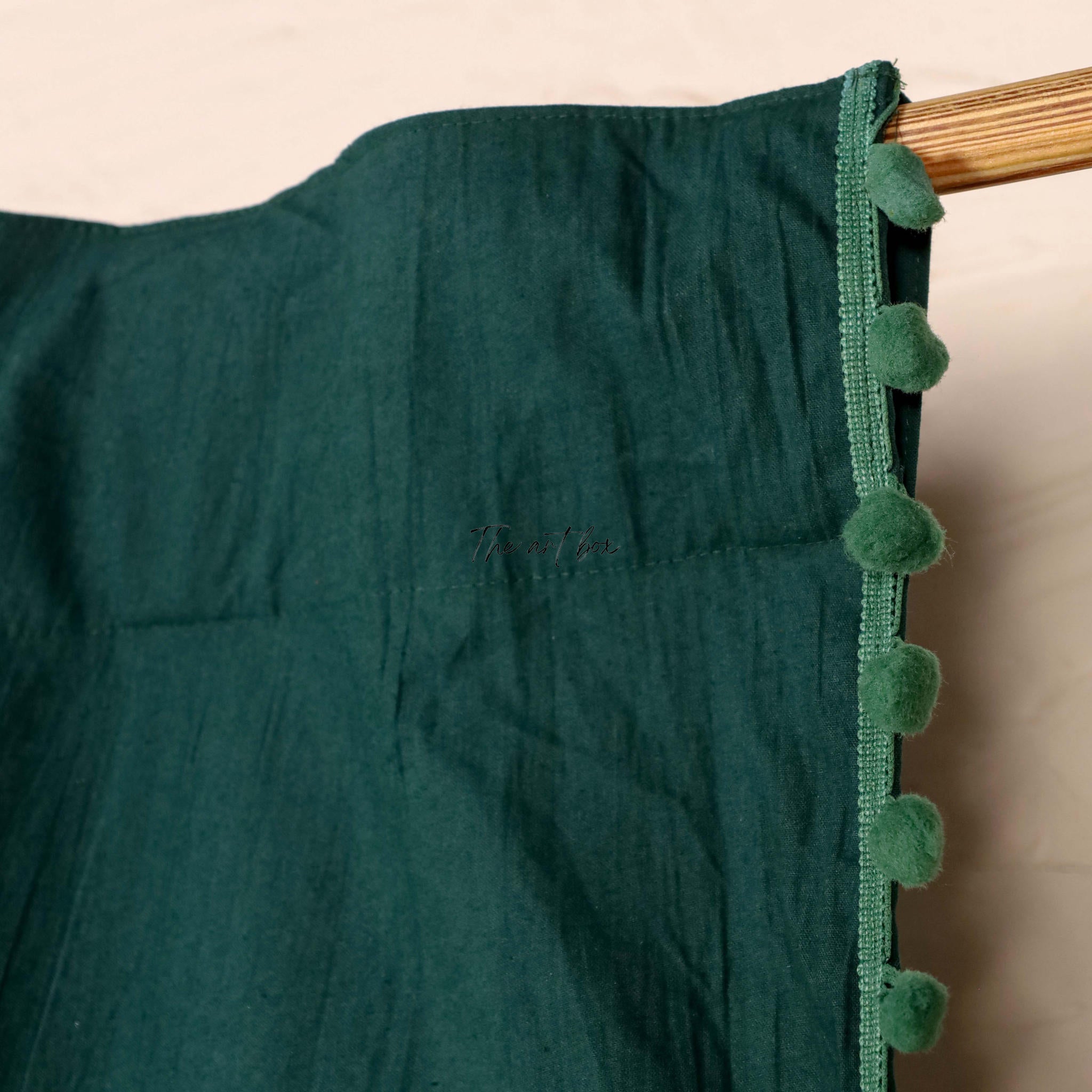 Green Cotton Drapes Curtains 2 Panels Set Rod Pocket