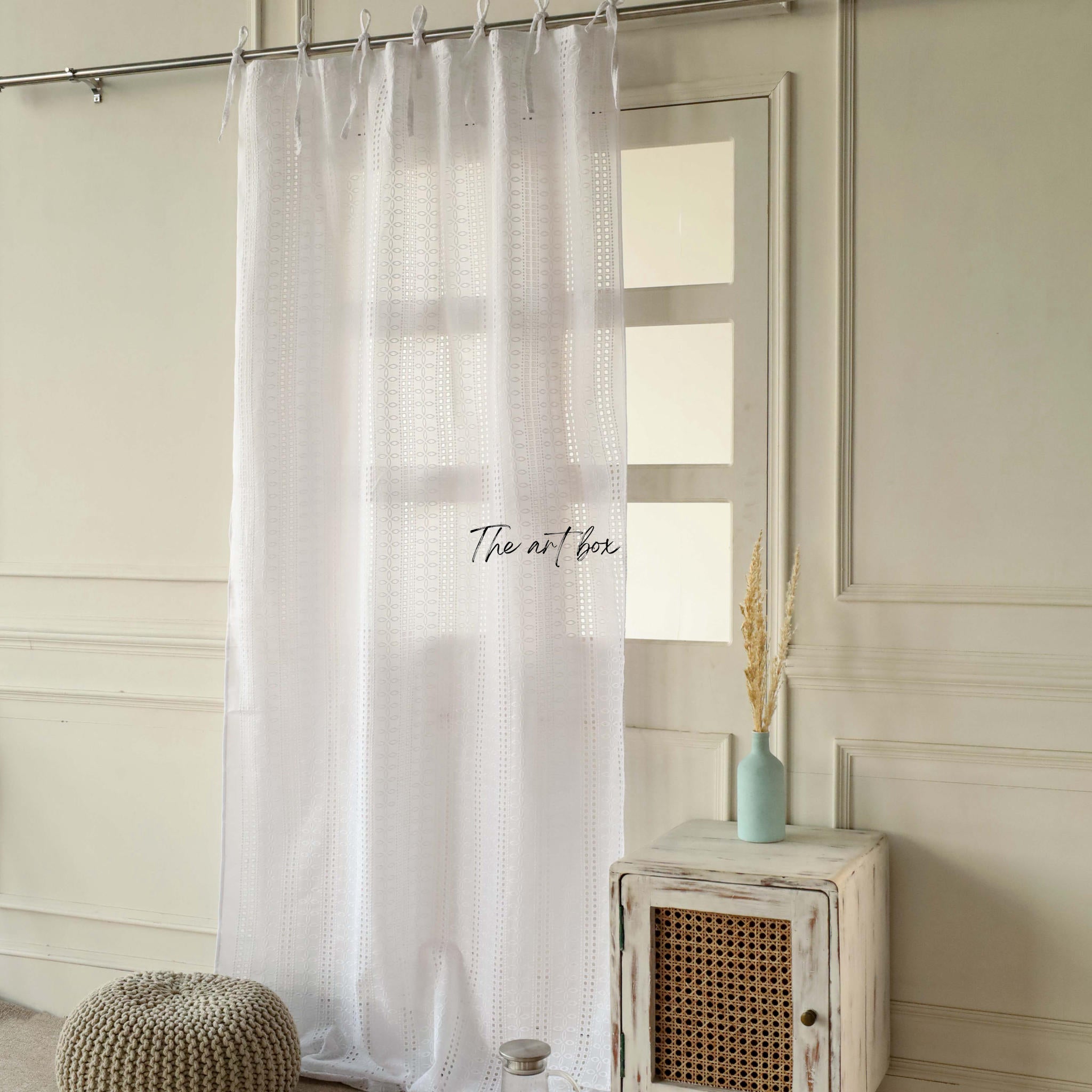 Pure White Solid Cotton Curtains - 1 Panel Set