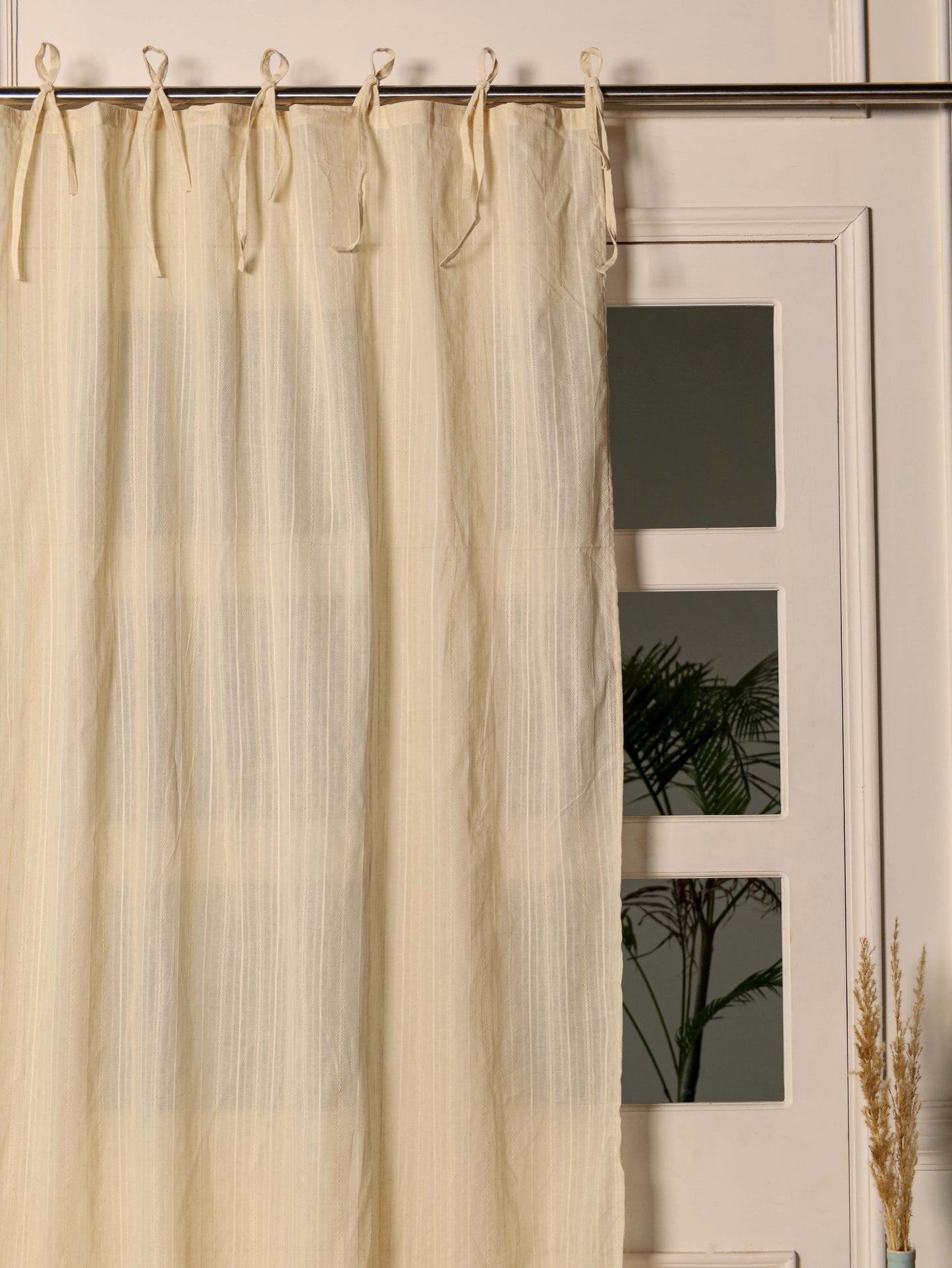 Pure Solid White Cotton  Curtains - 2  Panel Set
