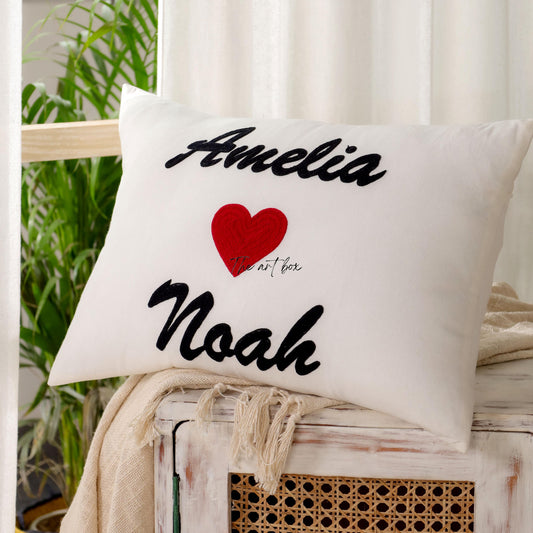 Personalized Cotton White Cushion Cover with Your Name - Home Accent