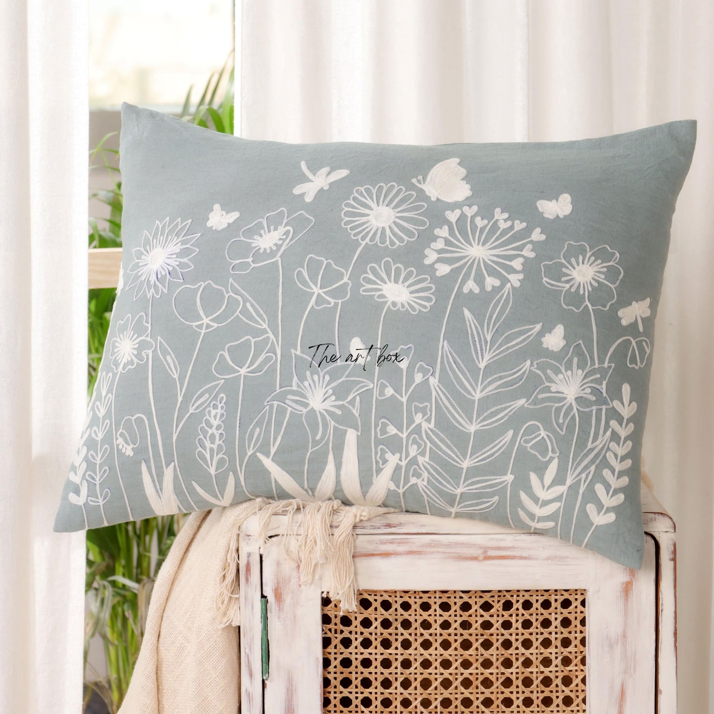 Customized Floral Embroidery Cushion - Make Your Space Bloom