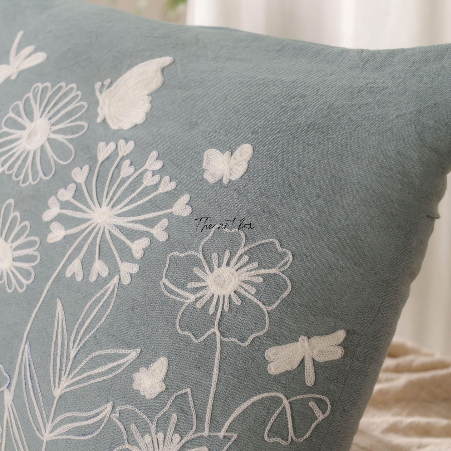 Customized Floral Embroidery Cushion - Make Your Space Bloom