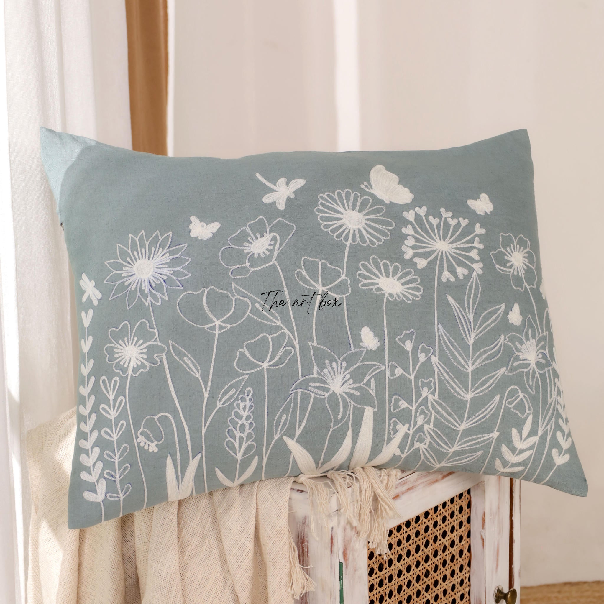 Customized Floral Embroidery Cushion - Make Your Space Bloom