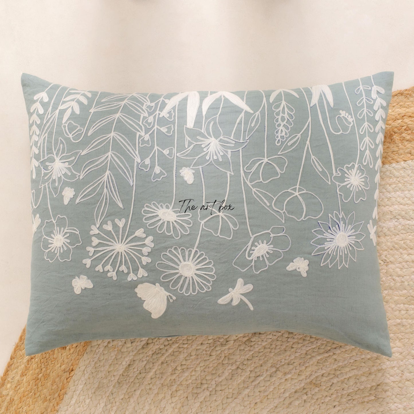 Customized Floral Embroidery Cushion - Make Your Space Bloom