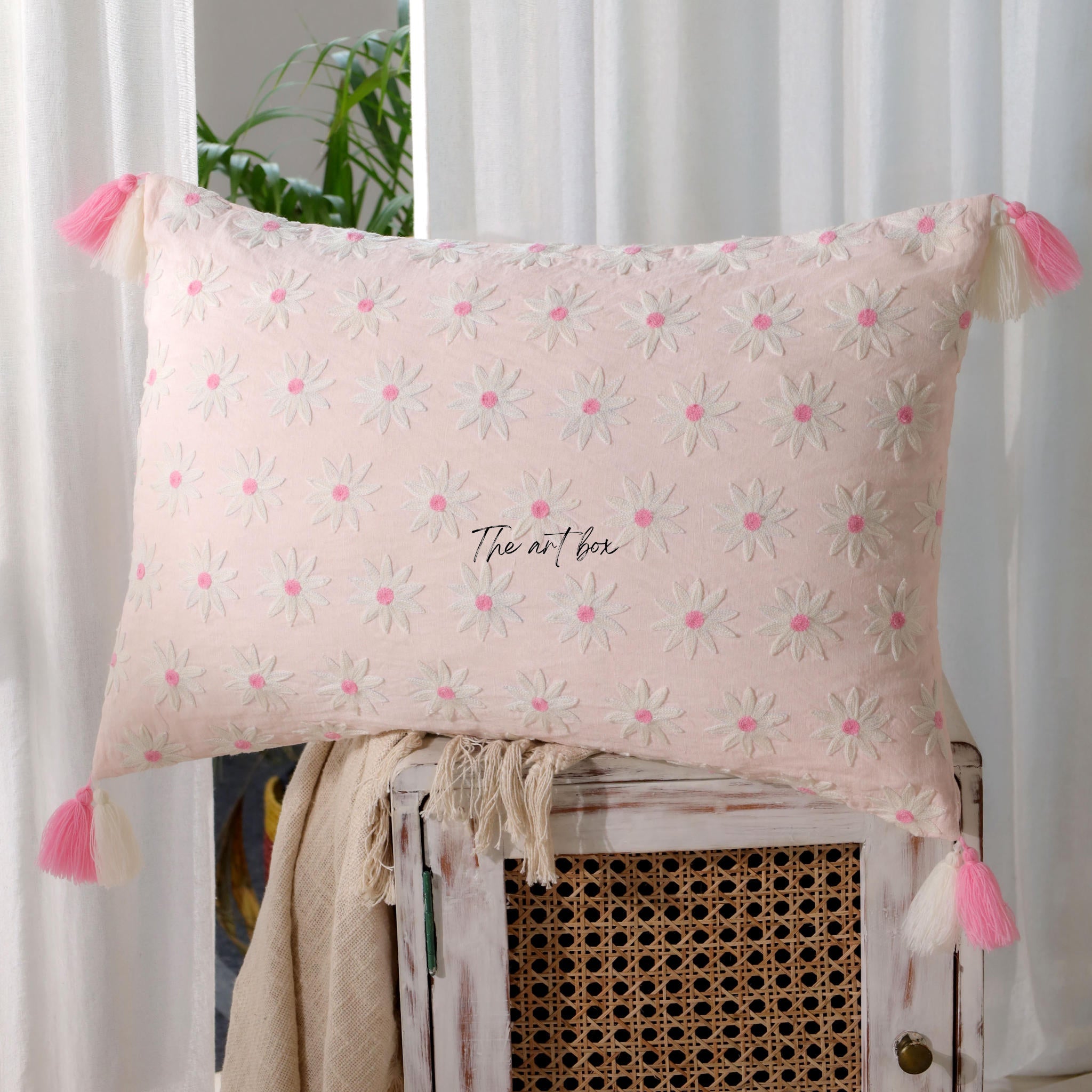 Personalized Flower Embroidery Cushion - Your Name, Your Style