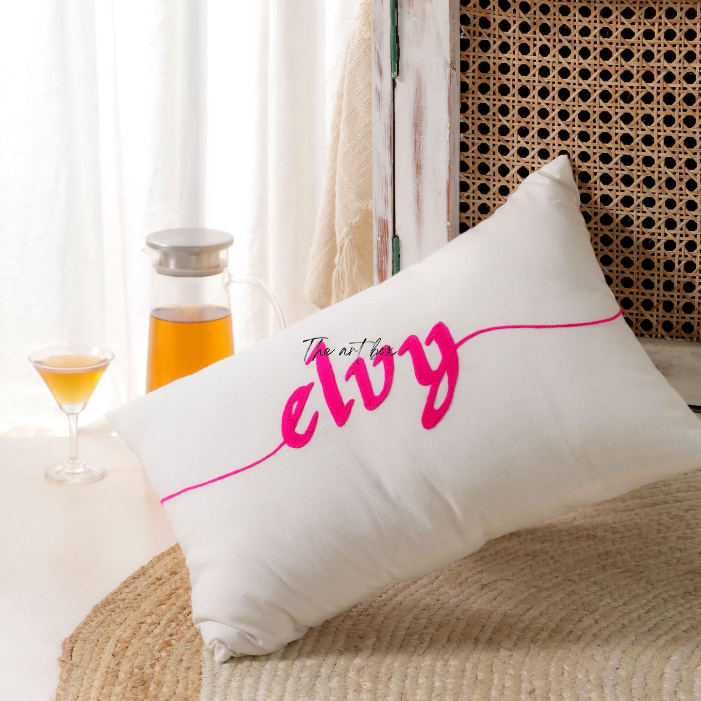 Custom Name Embroidered Cotton Pillow Cover - Personalized  Pillow Cover Home Decor